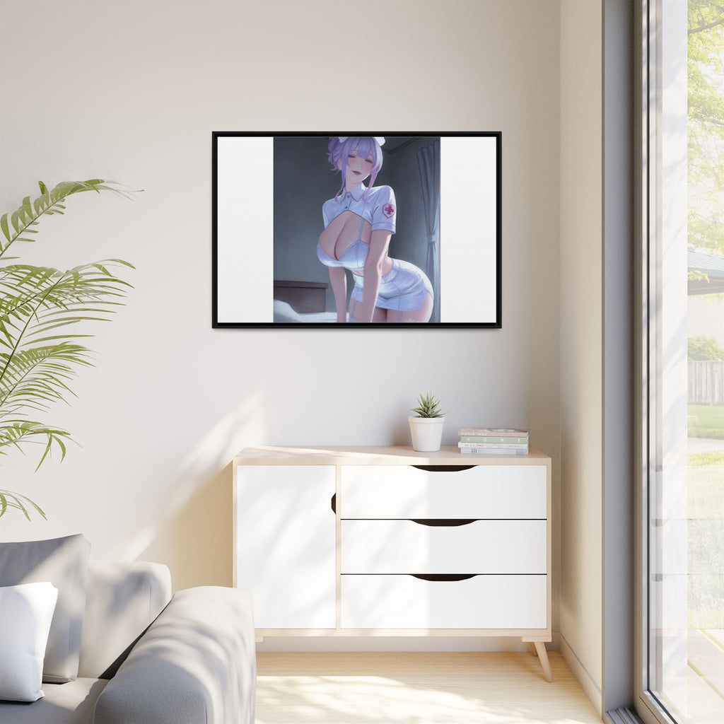 Sexy Anime Nurse Matte Canvas Print (Framed)