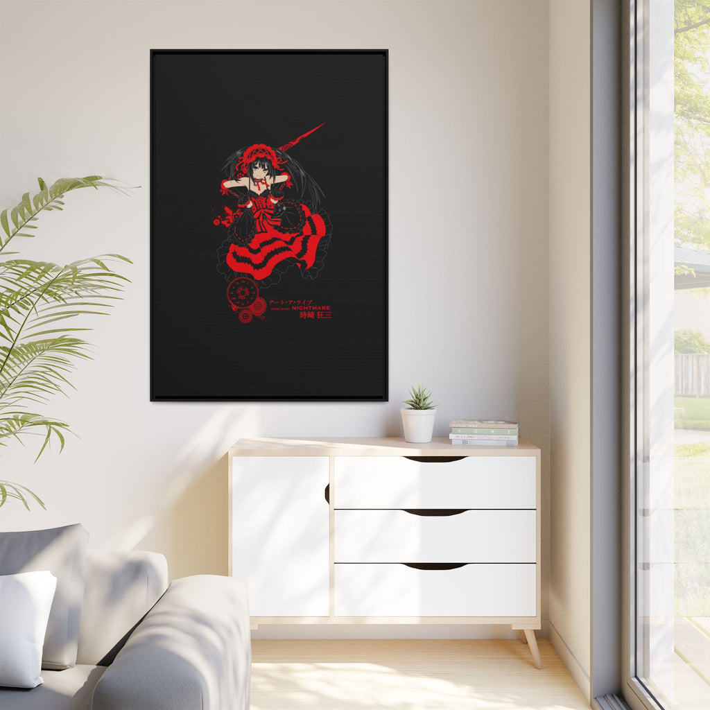 Anime Warrior Red Black Matte Canvas Print — Framed Wall Art