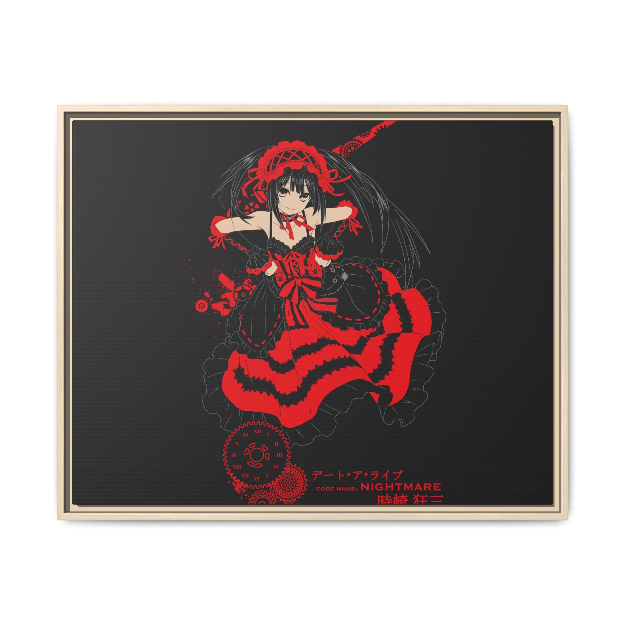 Anime Warrior Red Black Matte Canvas Print — Framed Wall Art