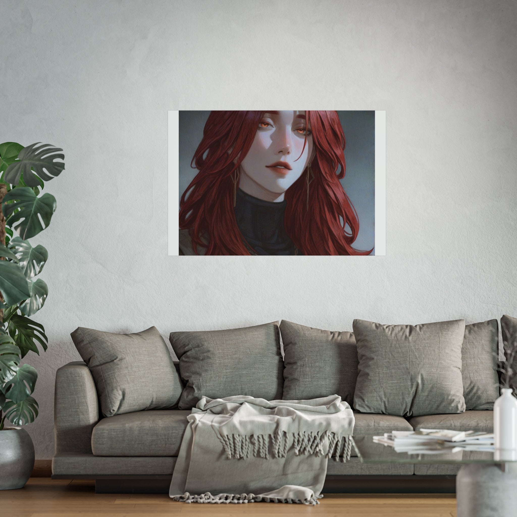 Fine Art Poster — Red-Haired Gothic Portrait, Moody Decorative Wall Art