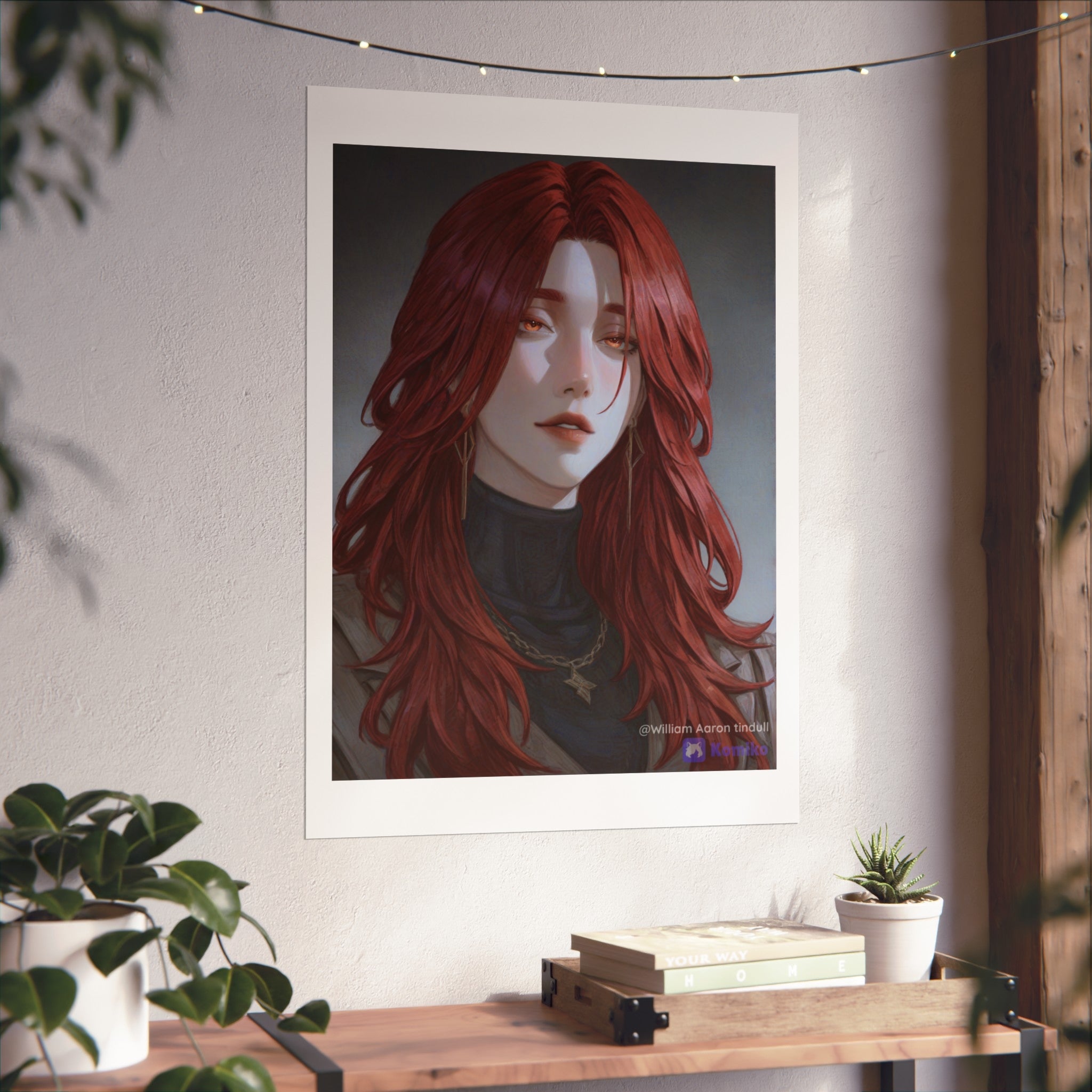Fine Art Poster — Red-Haired Gothic Portrait, Moody Decorative Wall Art