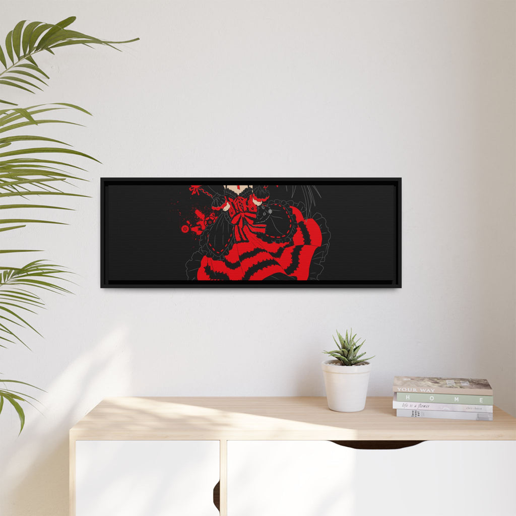 Anime Warrior Red Black Matte Canvas Print — Framed Wall Art