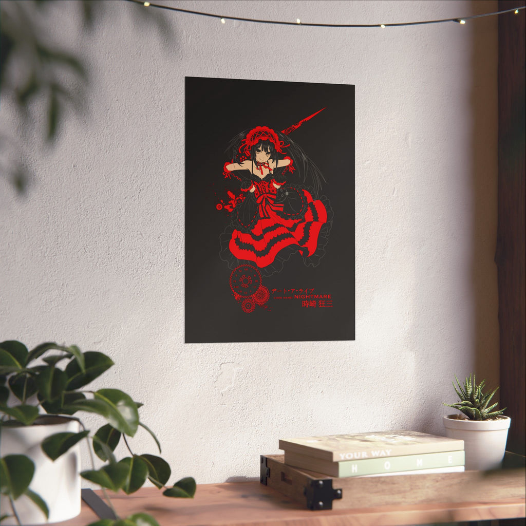 Anime Gothic Poster — Red & Black Kurumi Nightcore Matte Vertical Print