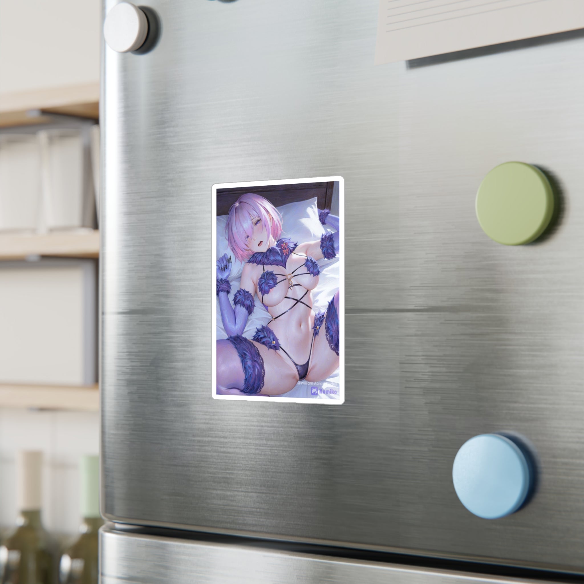 Anime Ecchi Kiss-Cut Vinyl Decal — Sexy Pink-Haired Character Sticker