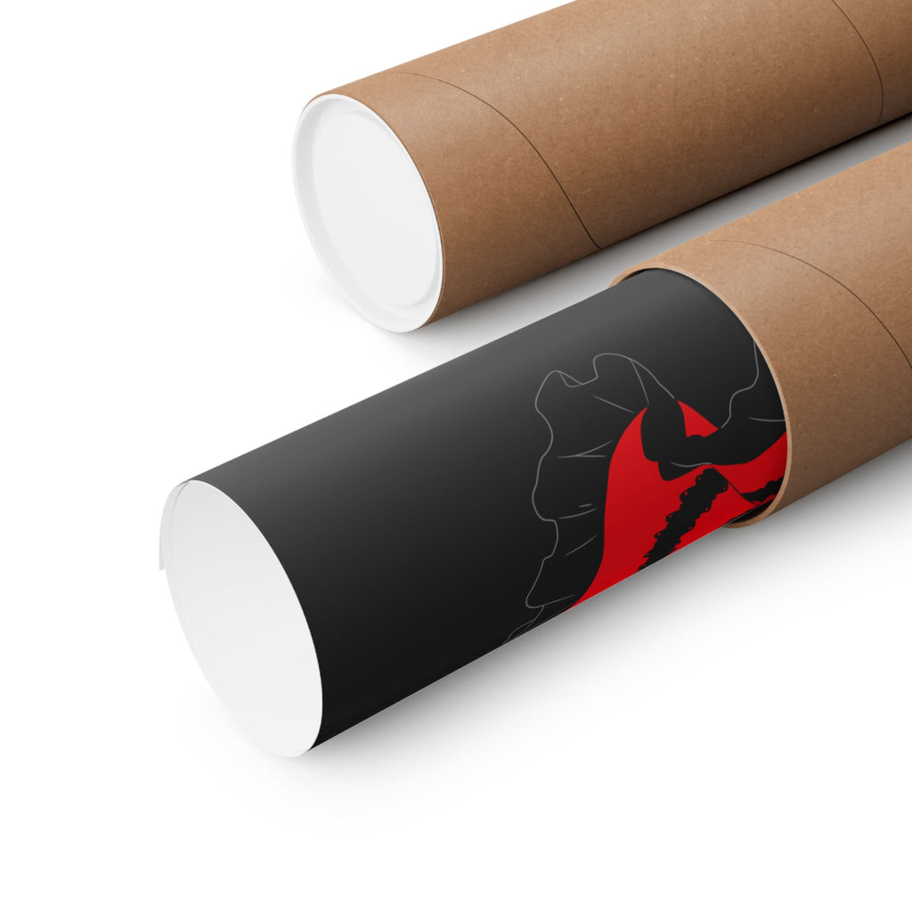 Anime Gothic Poster — Red & Black Kurumi Nightcore Matte Vertical Print