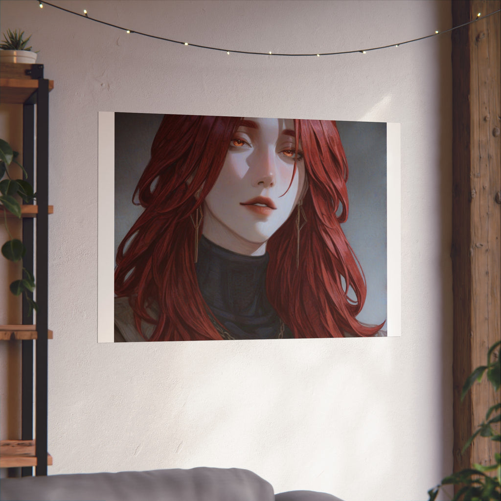 Fine Art Poster — Red-Haired Gothic Portrait, Moody Decorative Wall Art