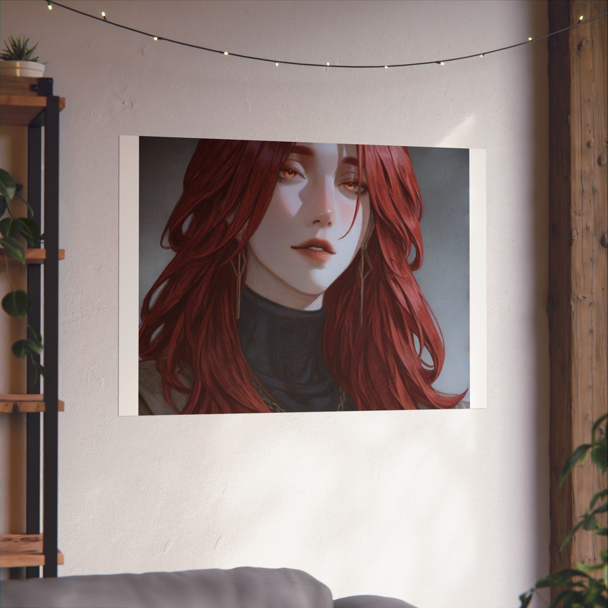 Fine Art Poster — Red-Haired Gothic Portrait, Moody Decorative Wall Art