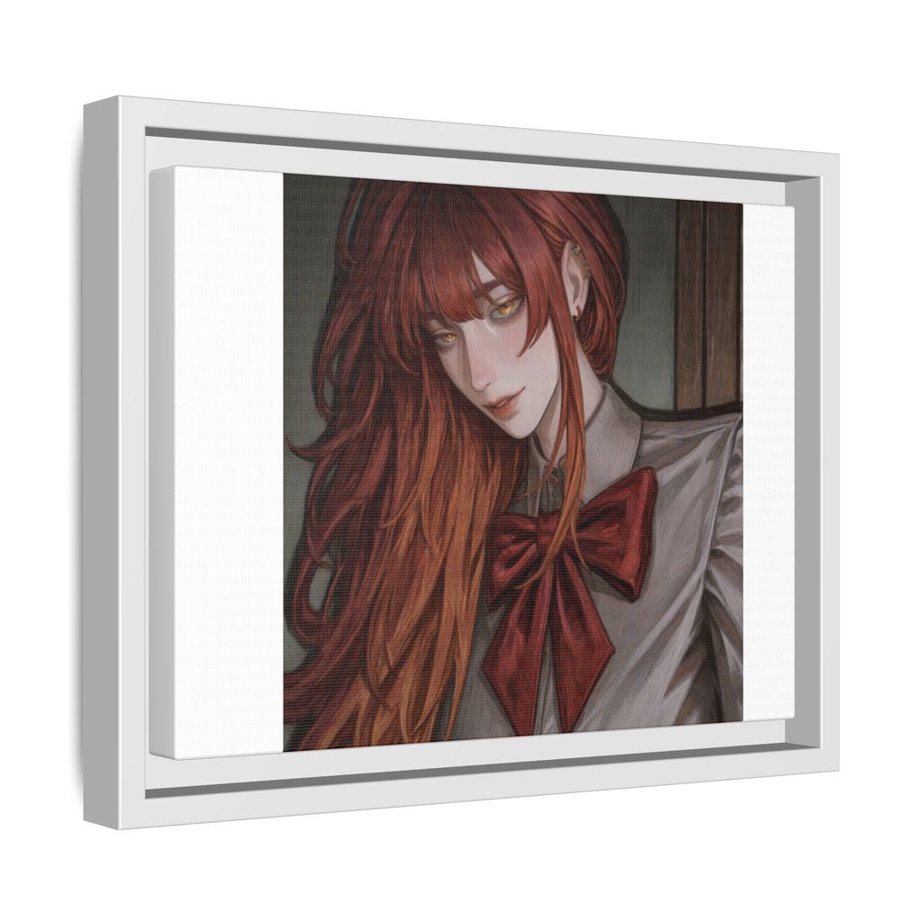 Framed Matte Canvas Print — Moody Red-Headed Anime Girl Art