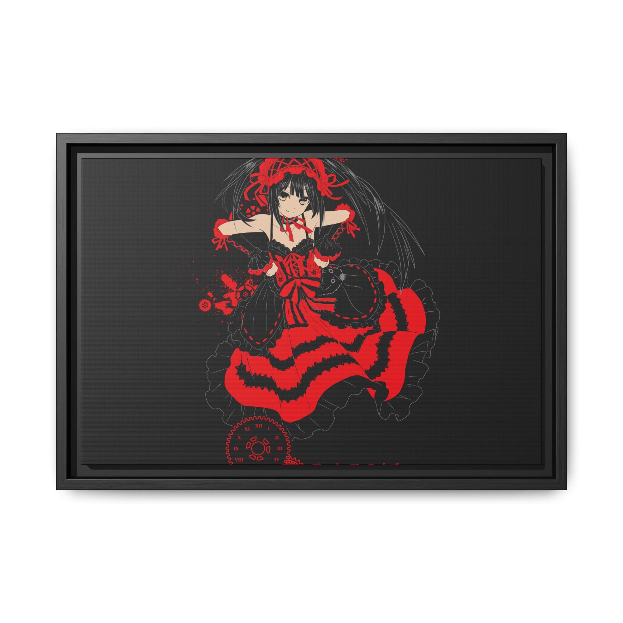 Anime Warrior Red Black Matte Canvas Print — Framed Wall Art
