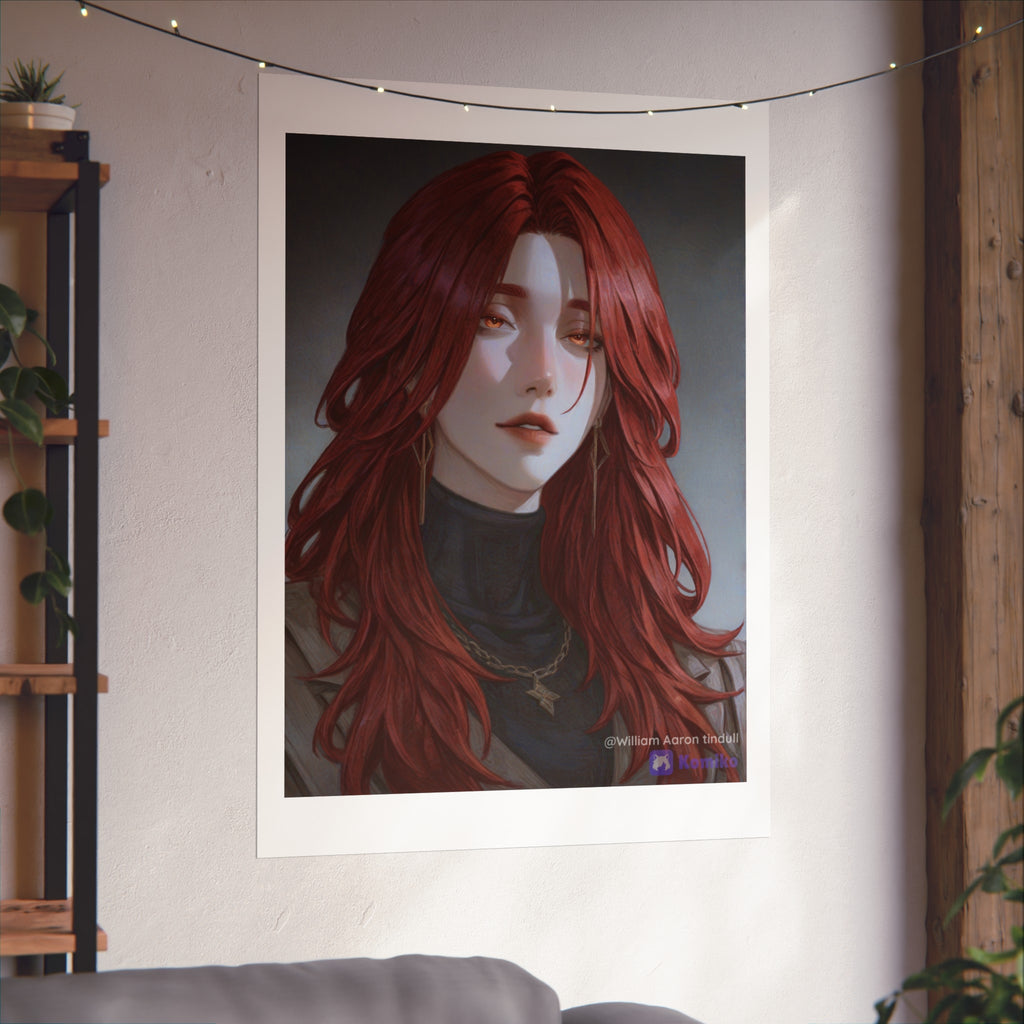 Fine Art Poster — Red-Haired Gothic Portrait, Moody Decorative Wall Art