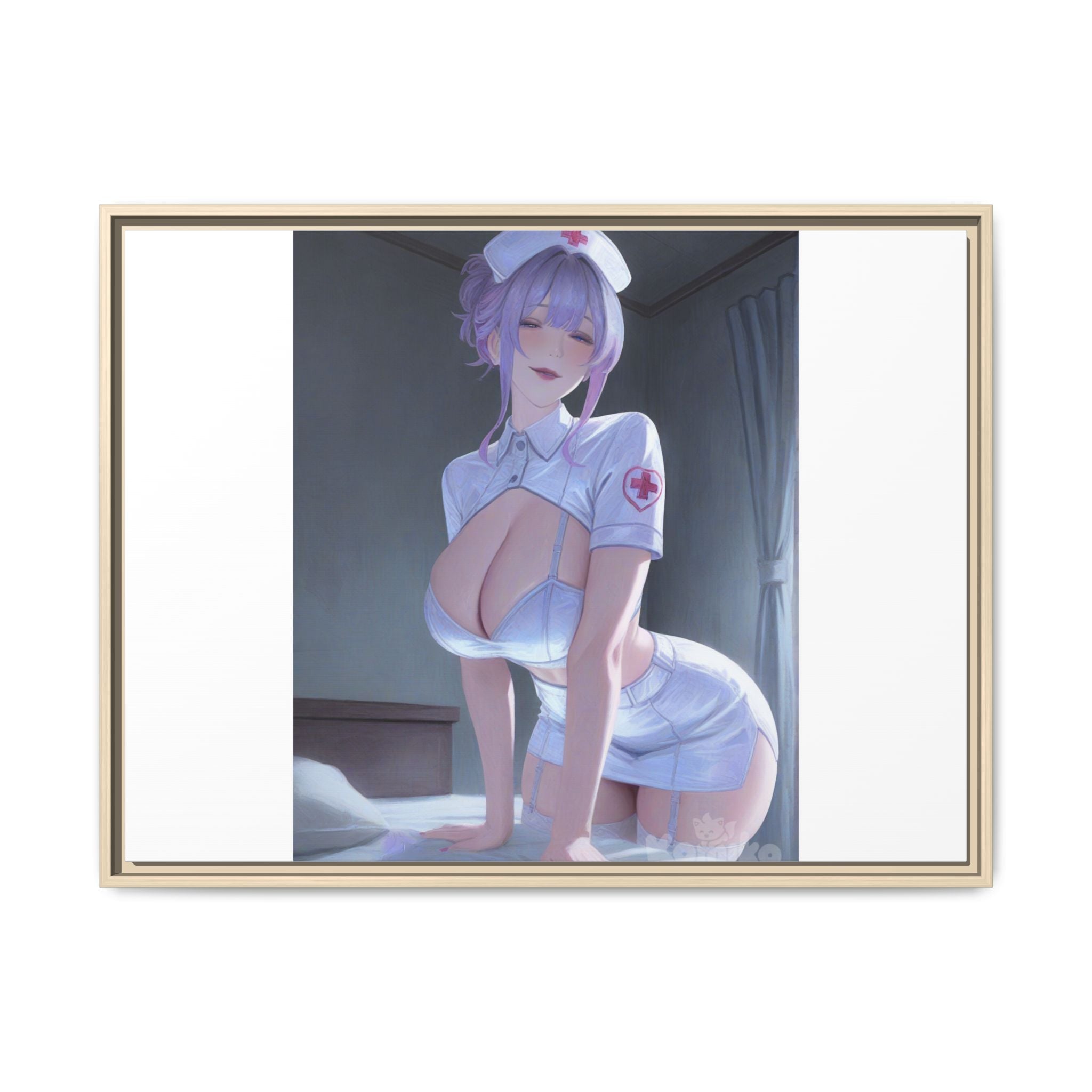 Sexy Anime Nurse Matte Canvas Print (Framed)
