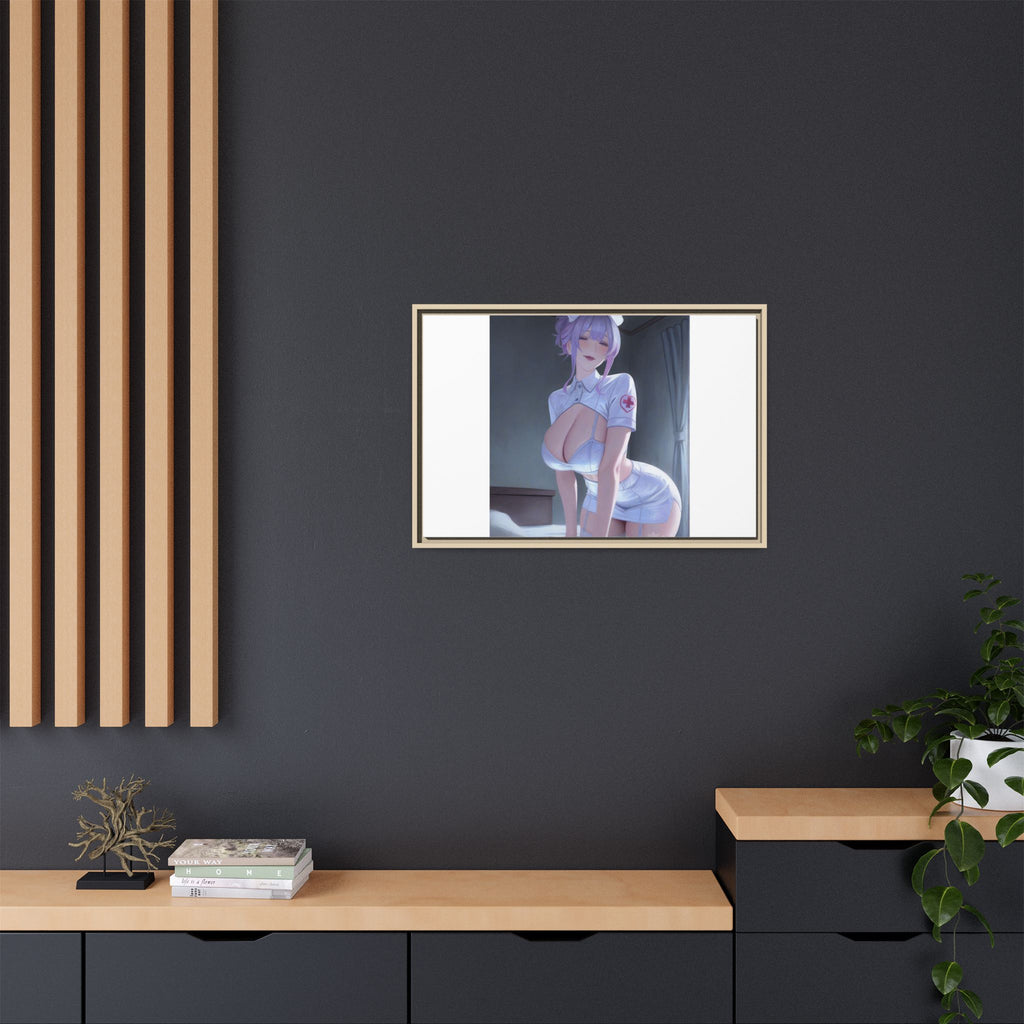 Sexy Anime Nurse Matte Canvas Print (Framed)