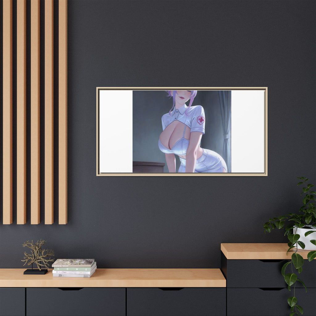 Sexy Anime Nurse Matte Canvas Print (Framed)