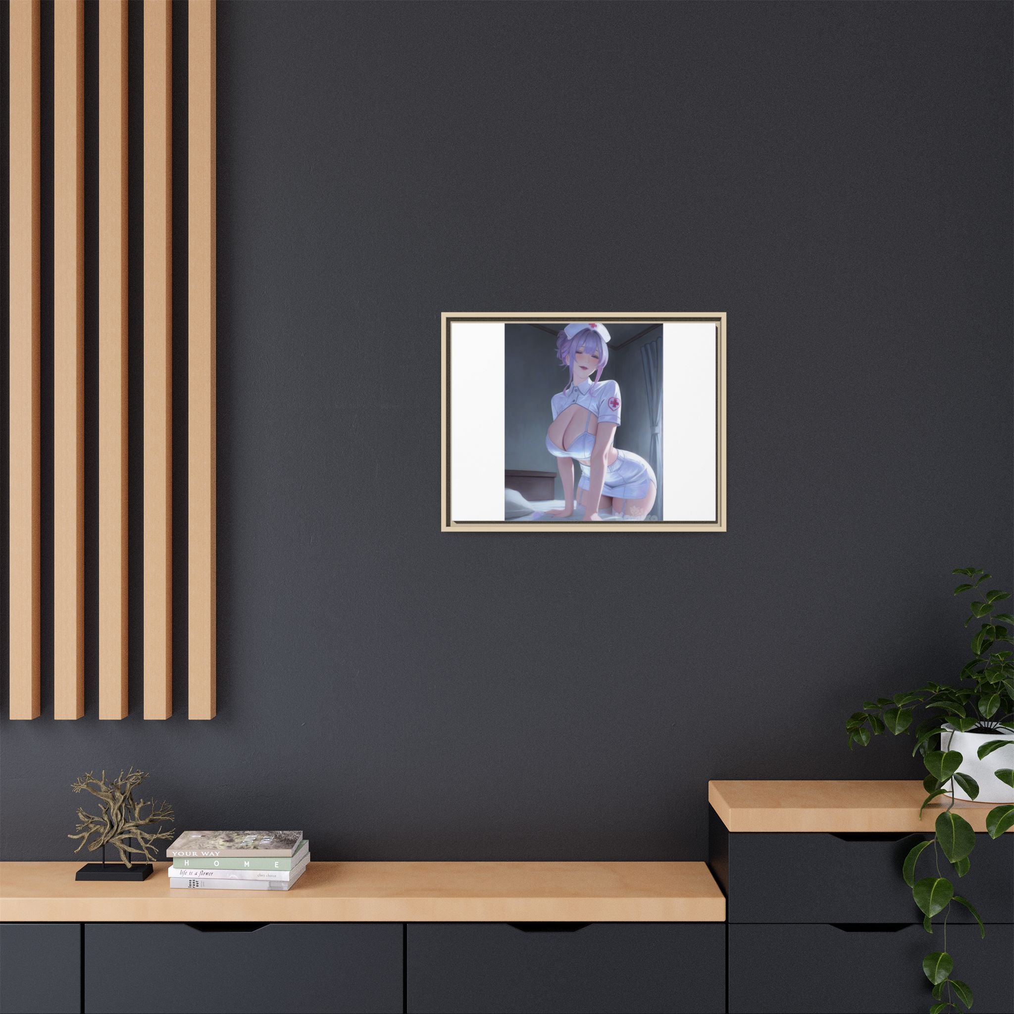 Sexy Anime Nurse Matte Canvas Print (Framed)