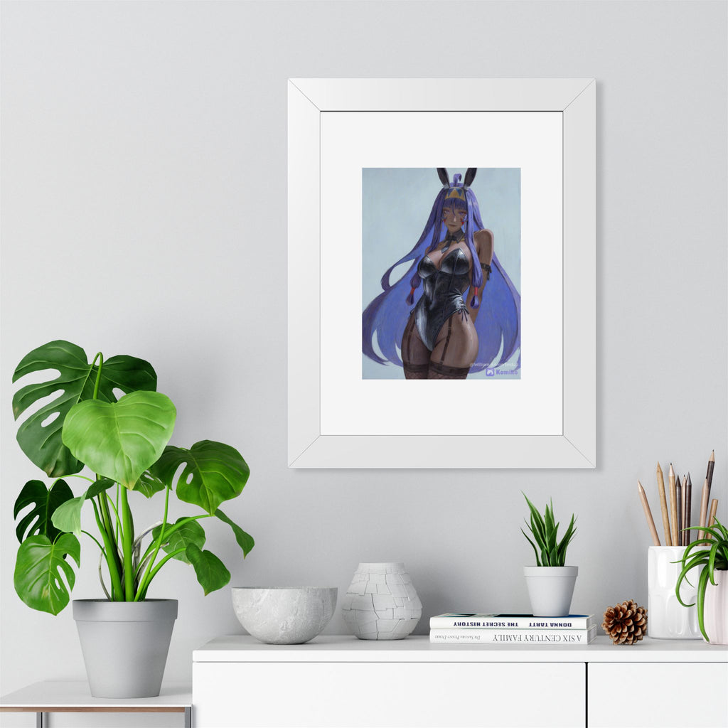 Framed Poster — Purple Bunny Girl Art Print (Vertical)