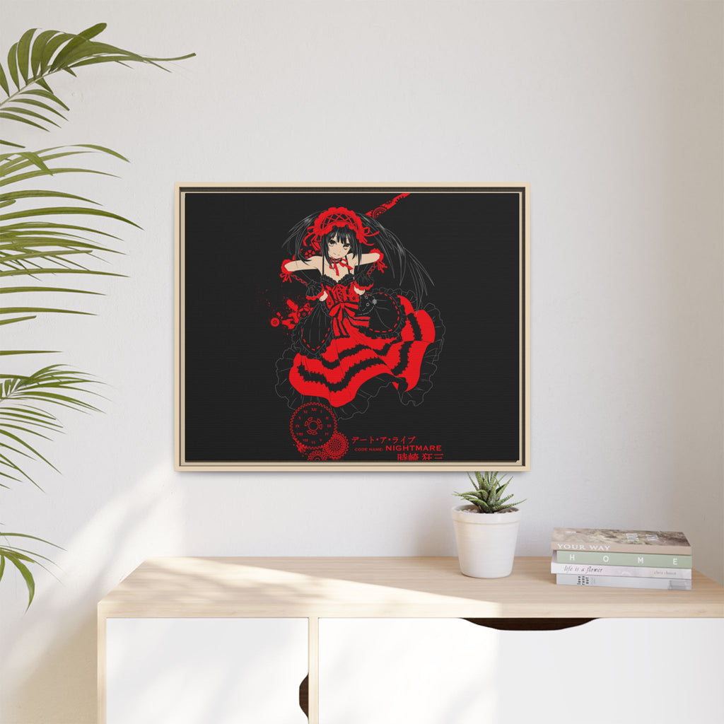 Anime Warrior Red Black Matte Canvas Print — Framed Wall Art