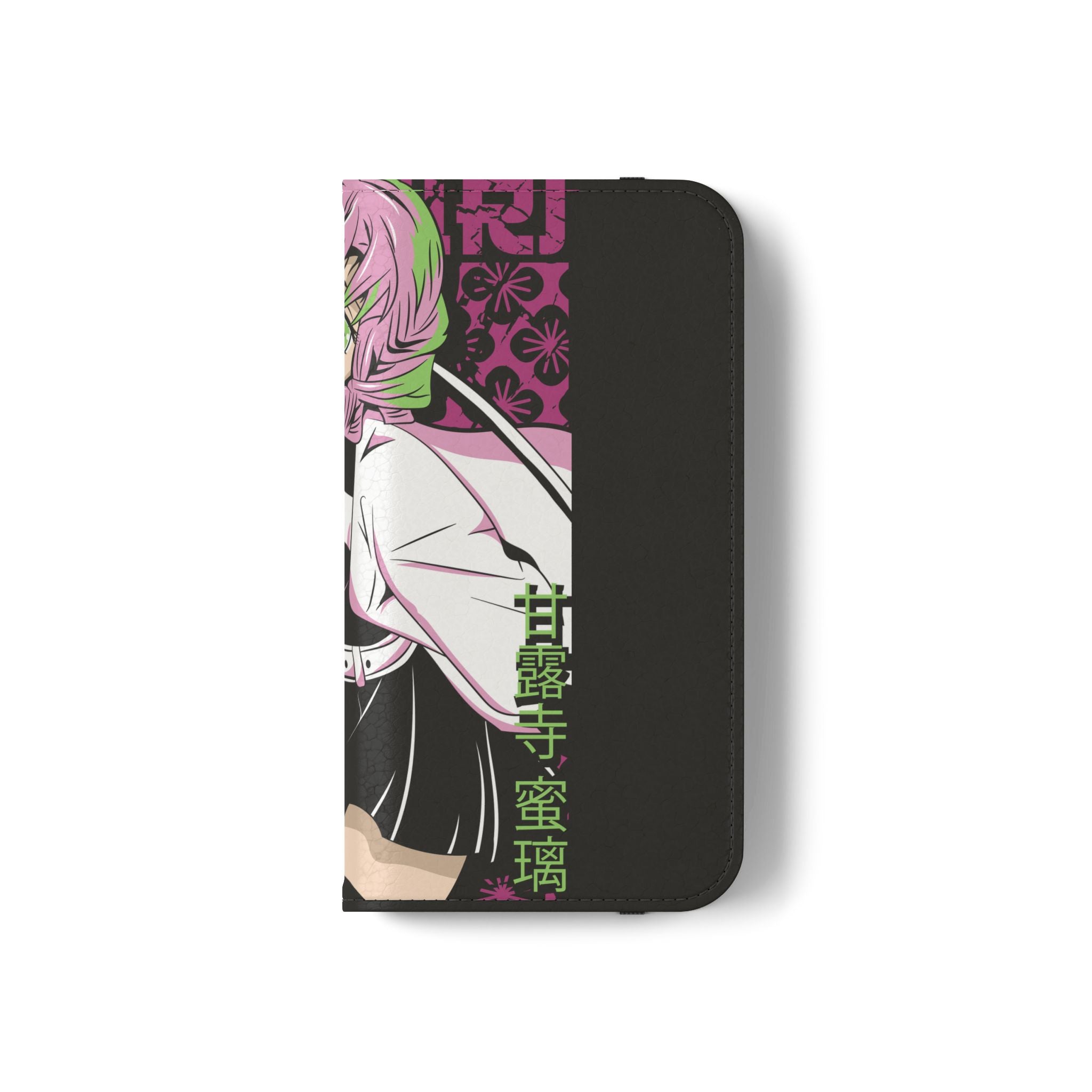 Anime Girl Flip Phone Case — Pink Demon Slayer Style Wallet Cover