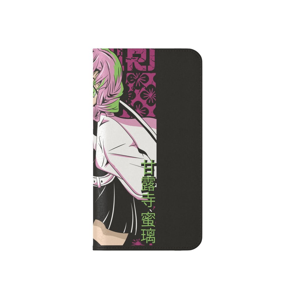 Anime Girl Flip Phone Case — Pink Demon Slayer Style Wallet Cover