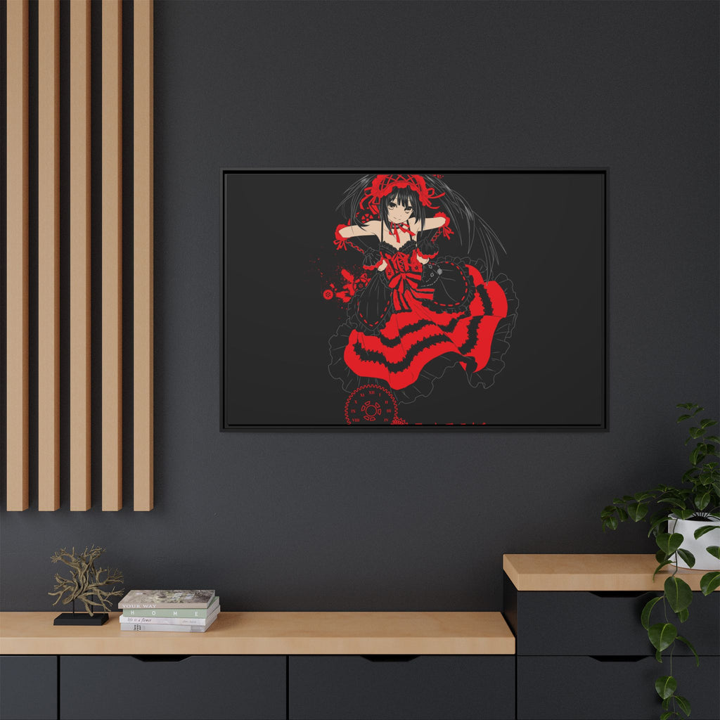 Anime Warrior Red Black Matte Canvas Print — Framed Wall Art