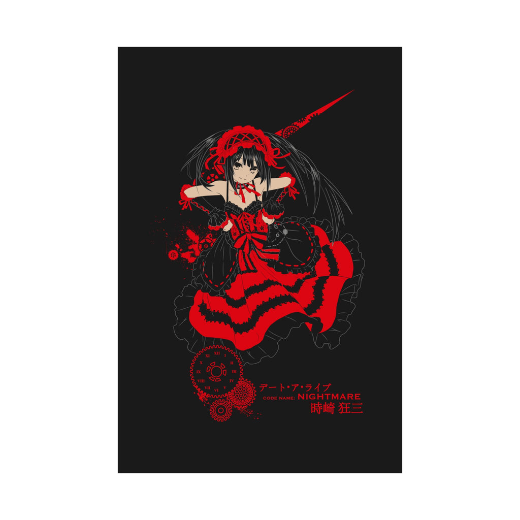 Anime Gothic Poster — Red & Black Kurumi Nightcore Matte Vertical Print