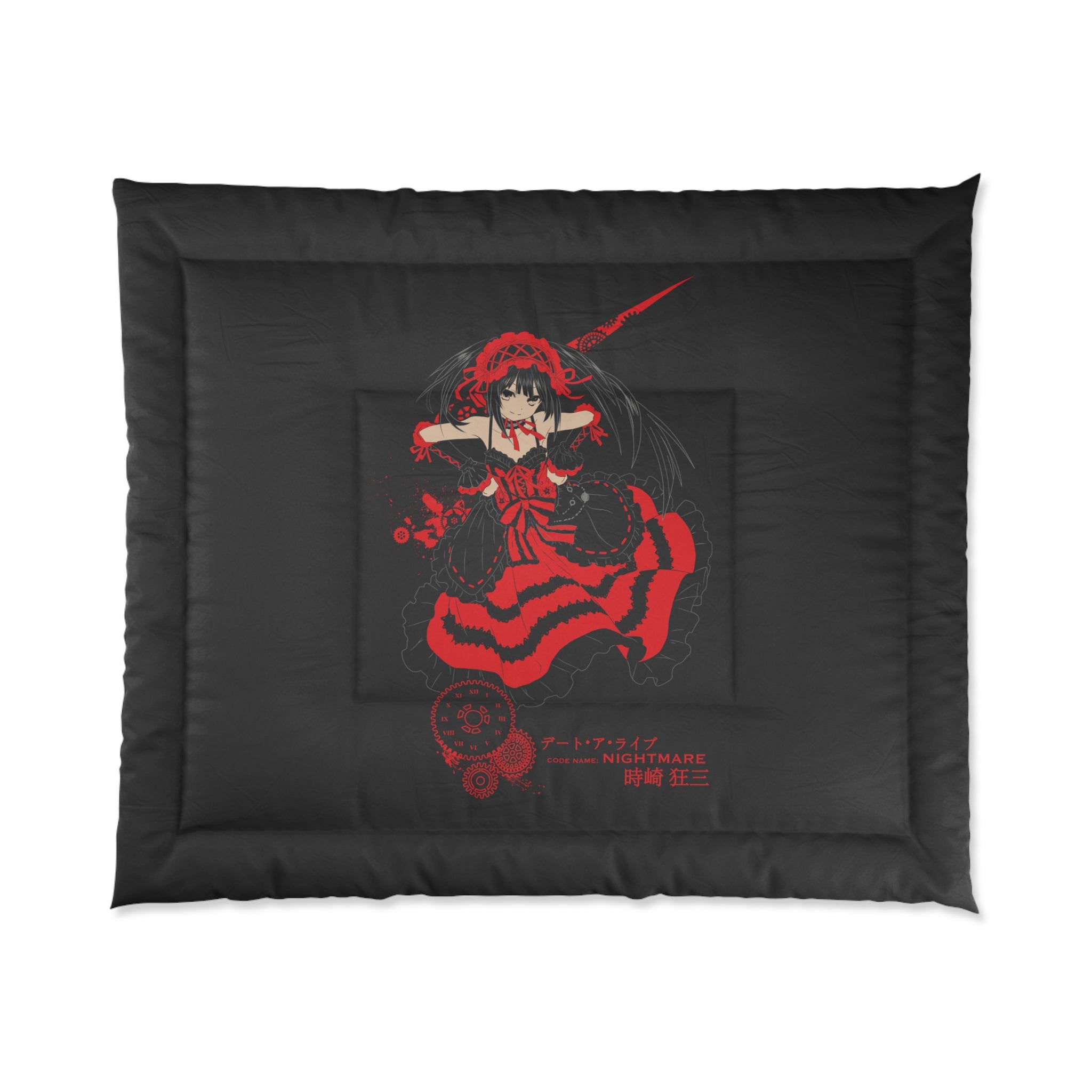 Anime Red Warrior Comforter – Dark Gothic Sword Girl Bedding