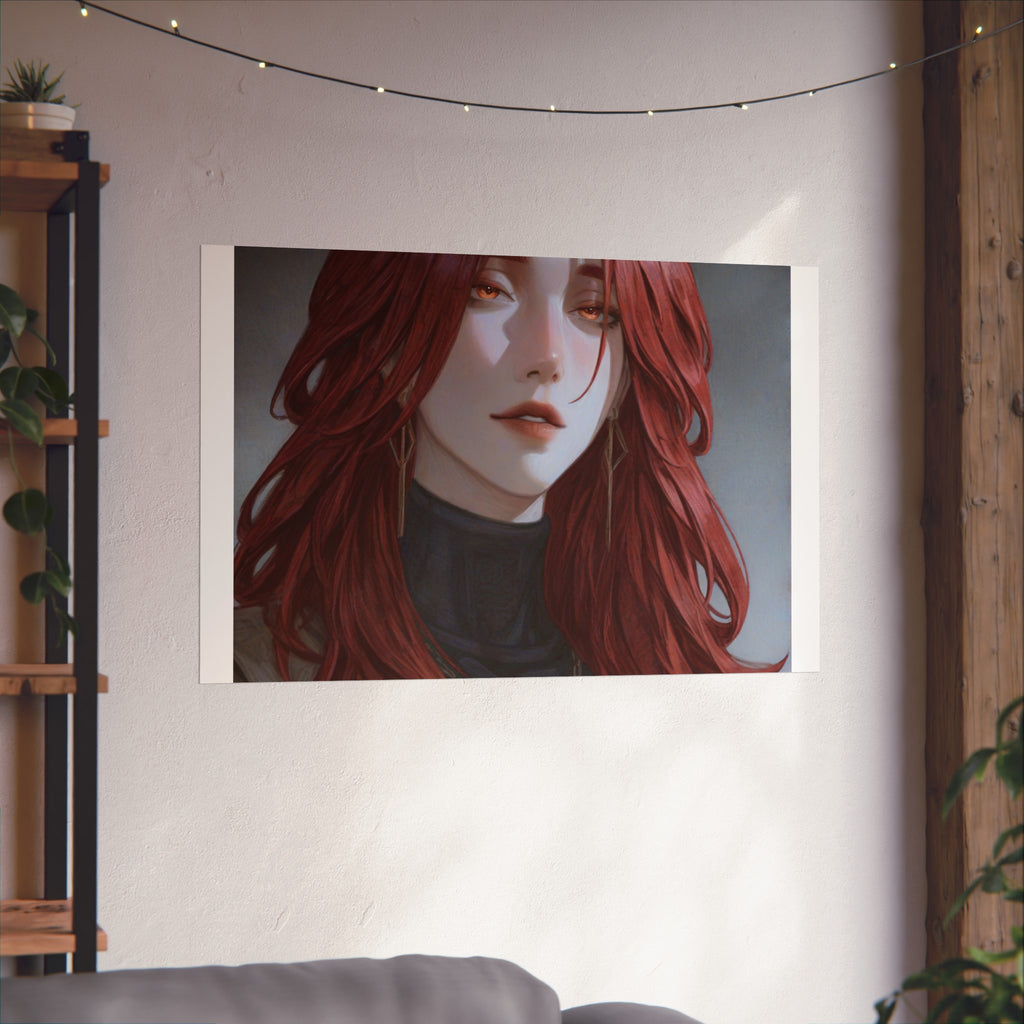 Fine Art Poster — Red-Haired Gothic Portrait, Moody Decorative Wall Art