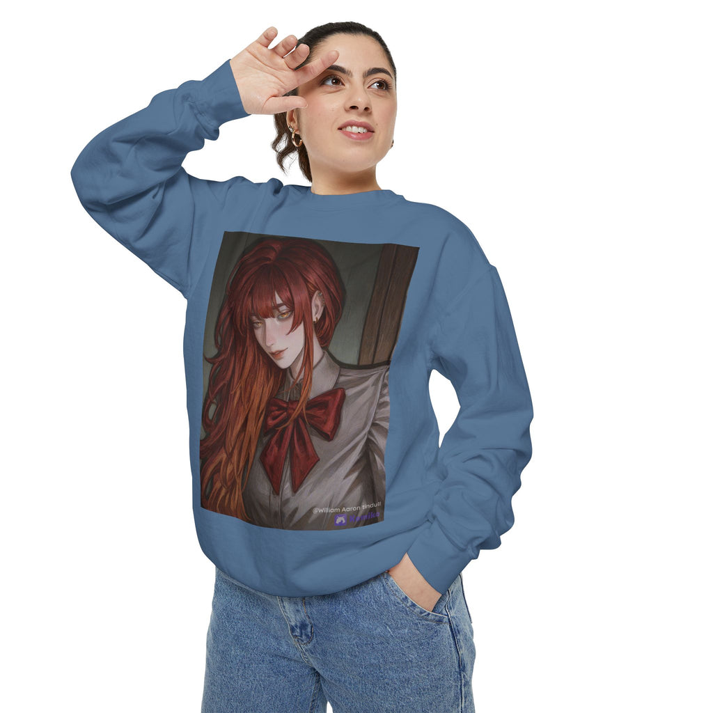 Anime Red-Headed Girl Sweatshirt — Gothic Schoolgirl Art Pullover