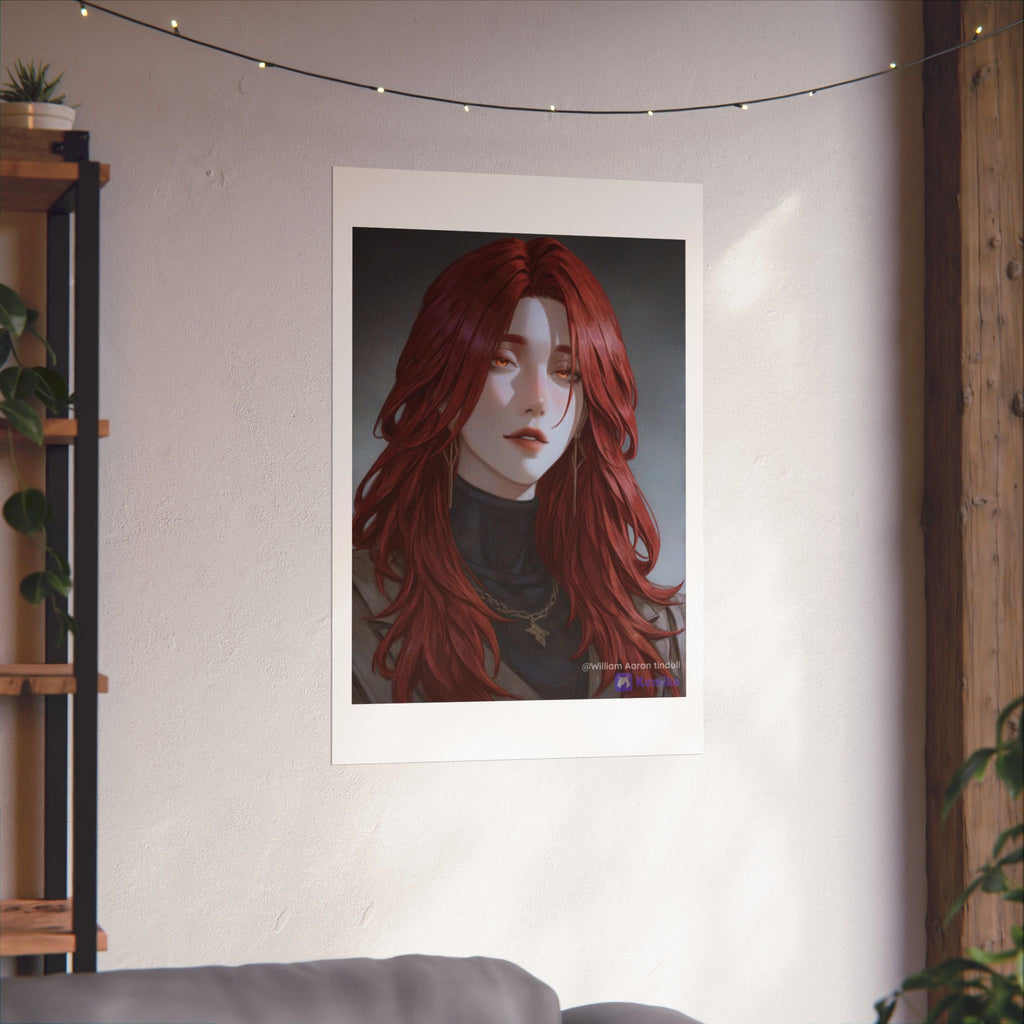Red-Haired Muse Matte Vertical Poster — Moody Portrait Art Print