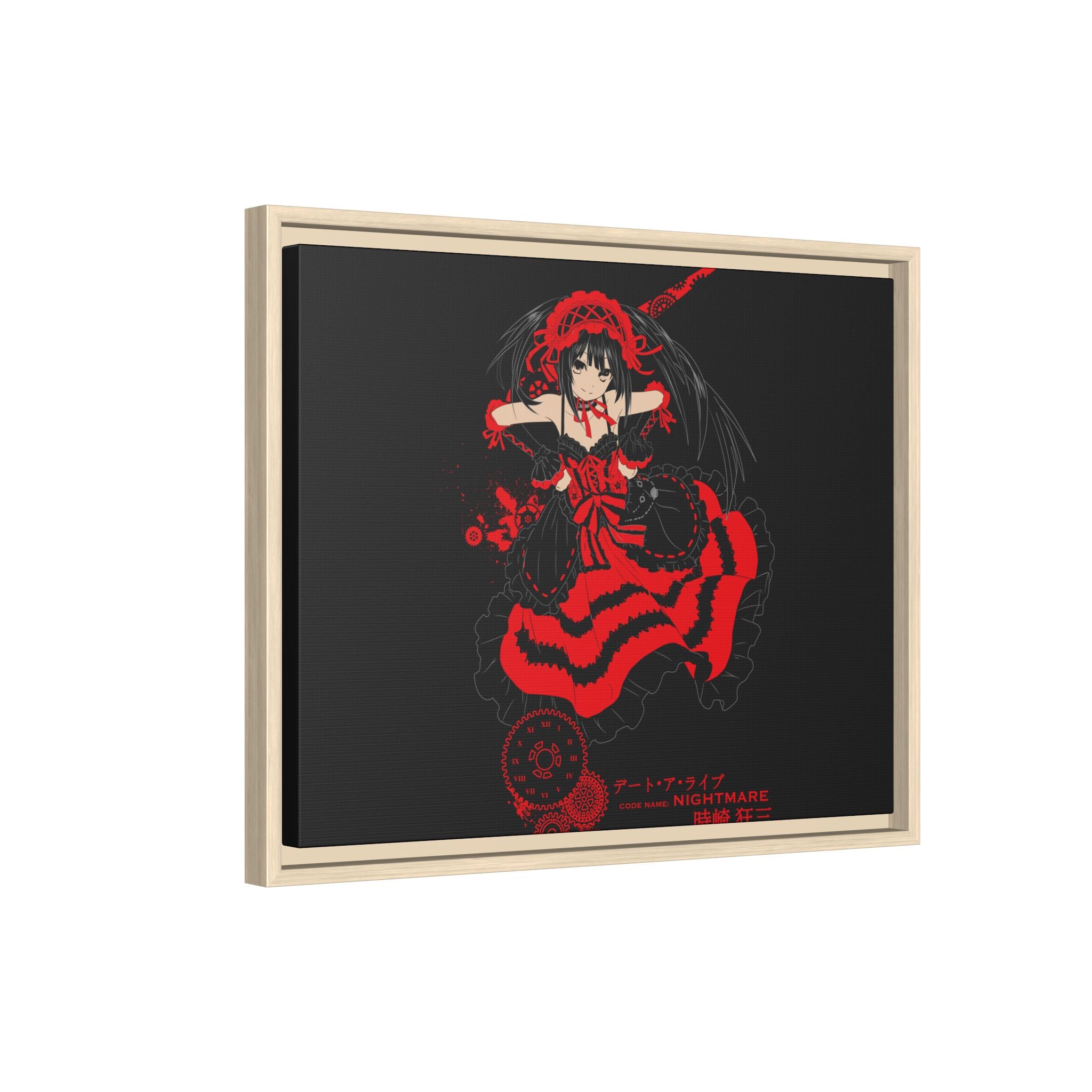 Anime Warrior Red Black Matte Canvas Print — Framed Wall Art