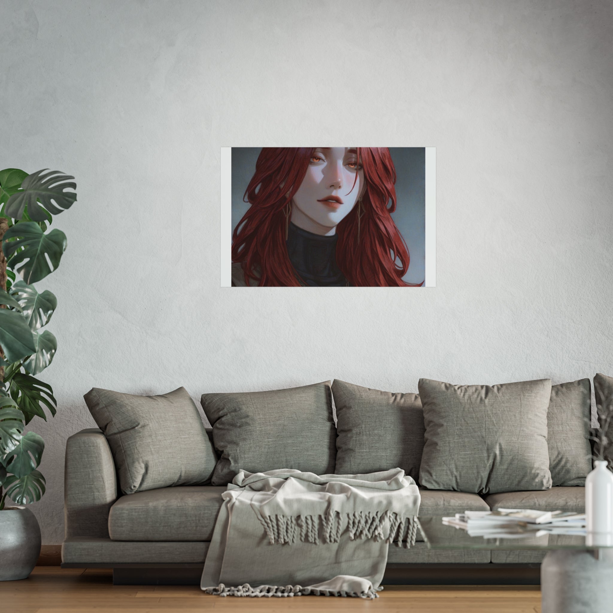 Fine Art Poster — Red-Haired Gothic Portrait, Moody Decorative Wall Art