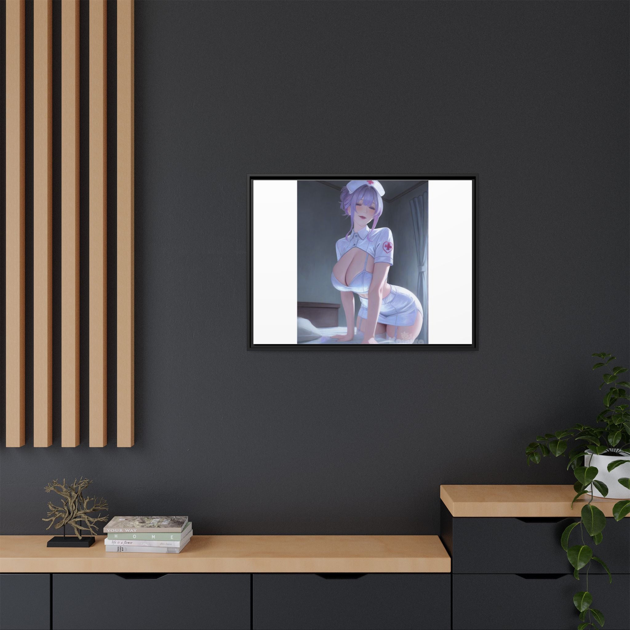 Sexy Anime Nurse Matte Canvas Print (Framed)