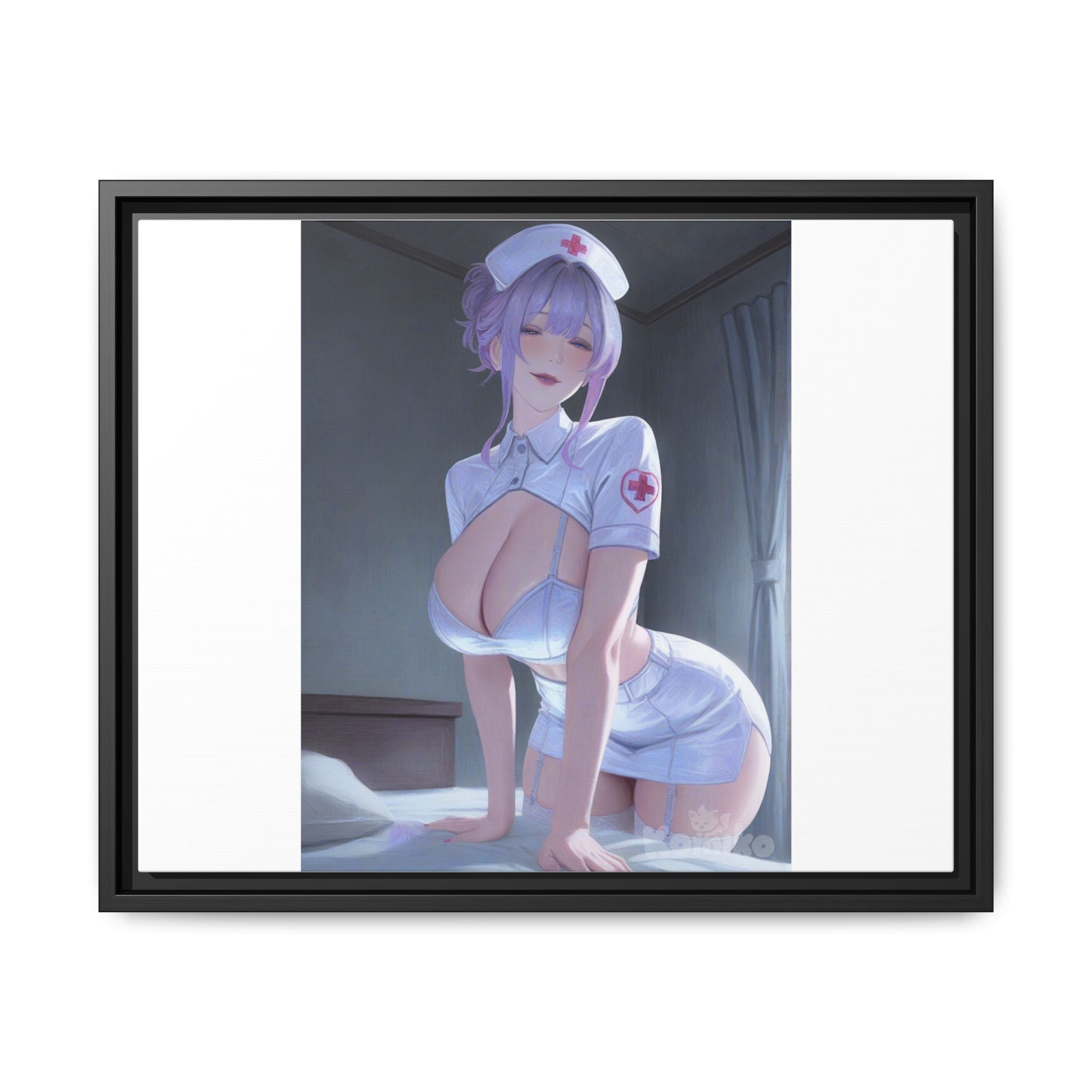 Sexy Anime Nurse Matte Canvas Print (Framed)