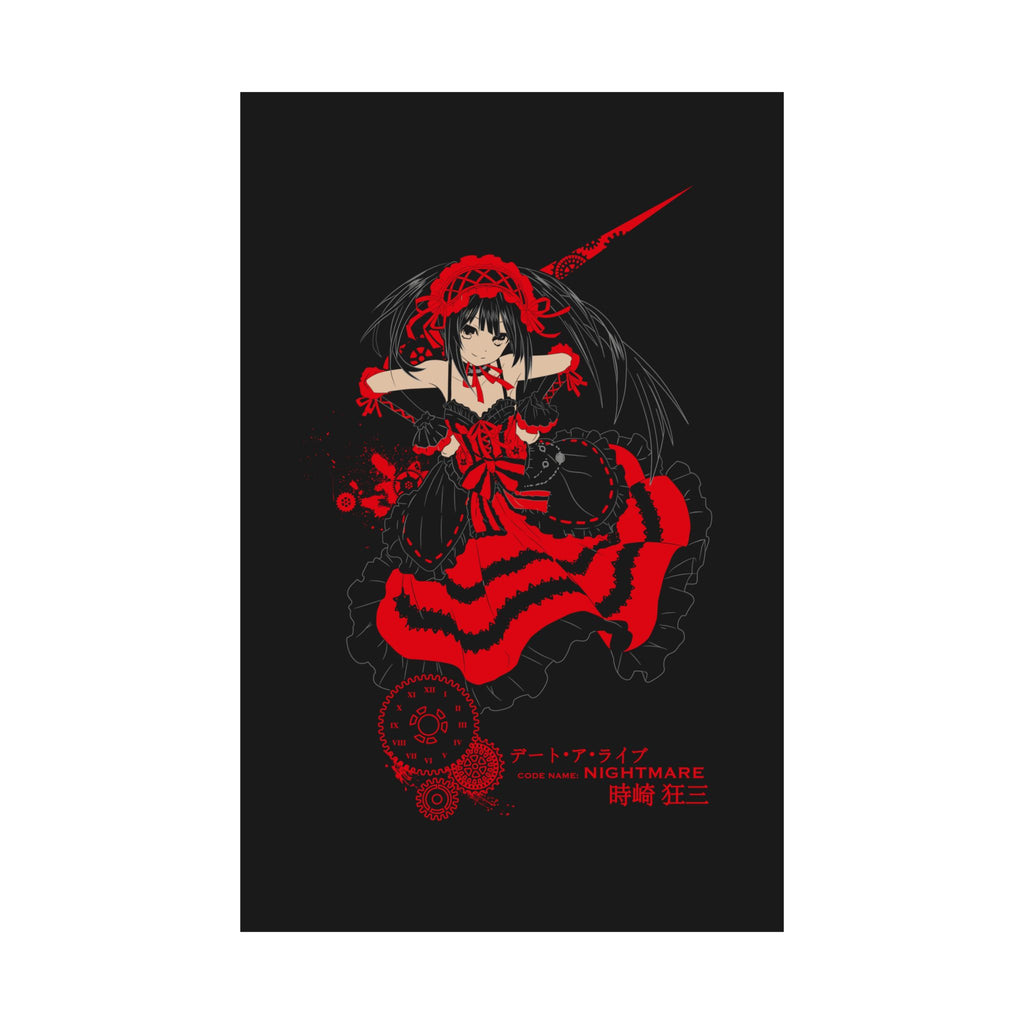 Anime Gothic Poster — Red & Black Kurumi Nightcore Matte Vertical Print