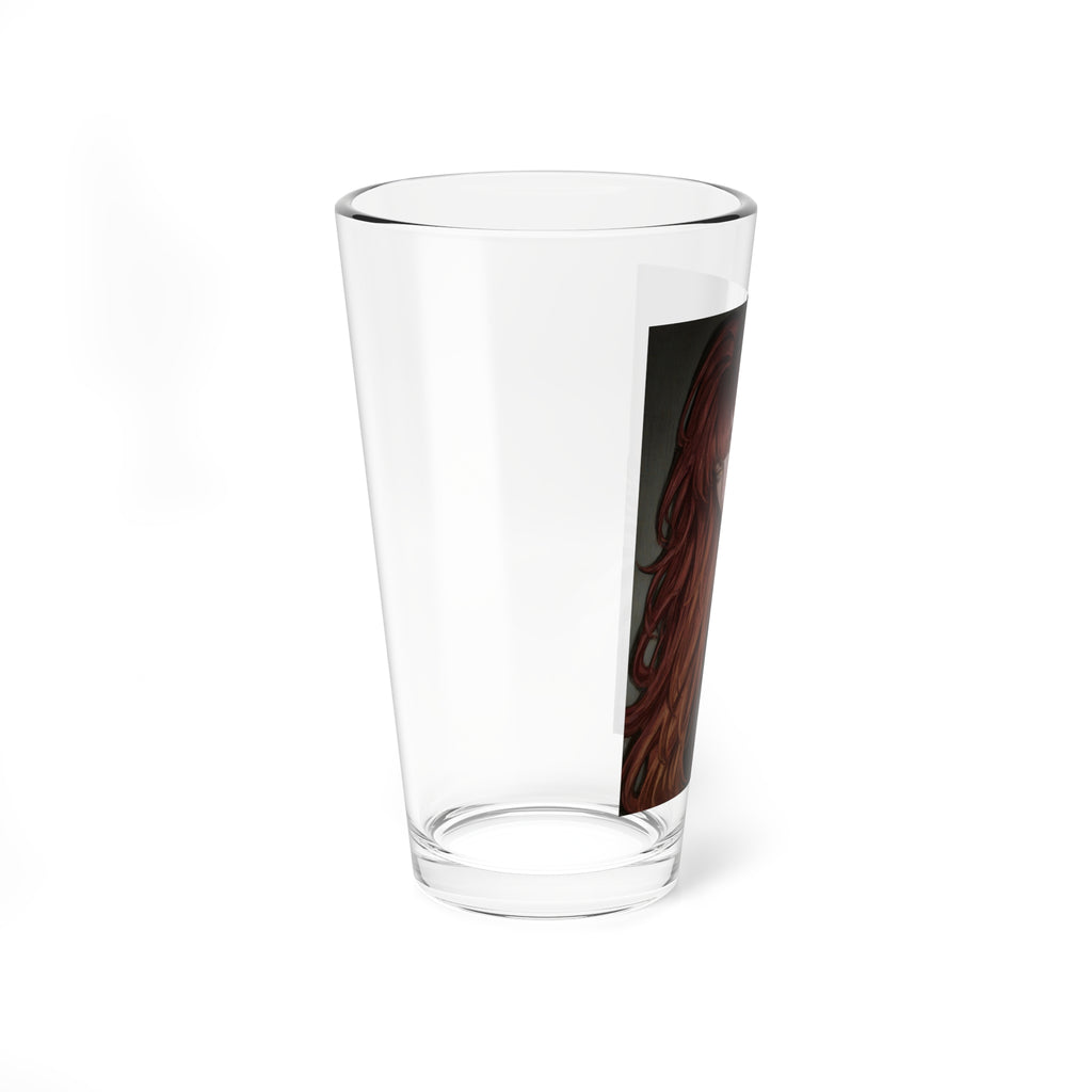 16oz Mixing Glass with Gothic Redhead Anime Girl Design
