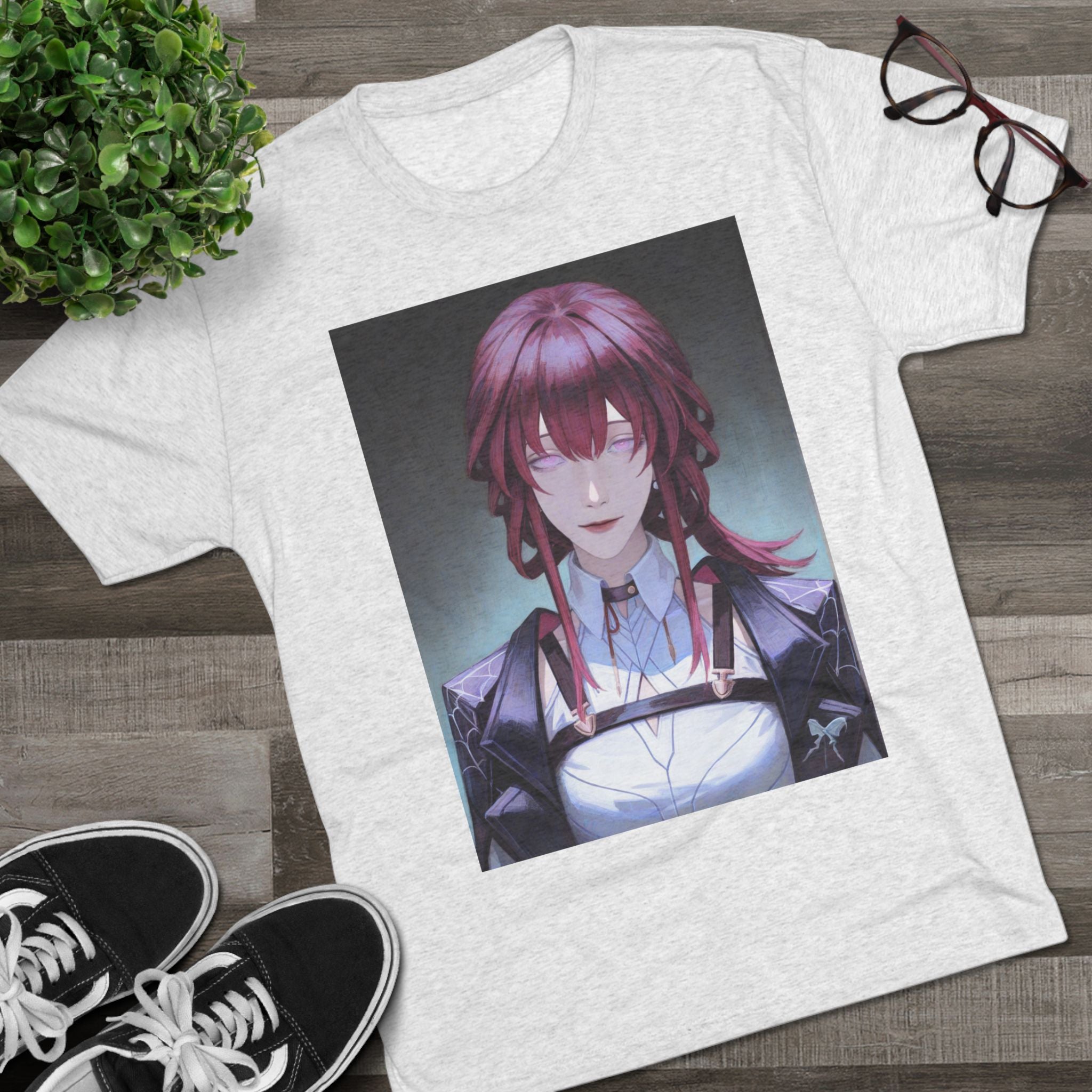 Anime Gothic Maid Portrait Tee — Red-Haired Mystique Crew Shirt
