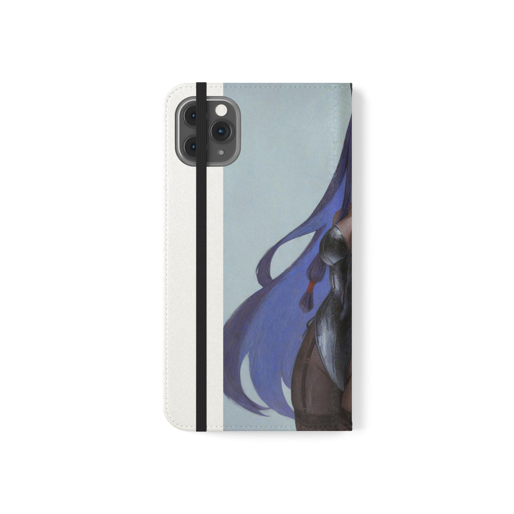 Anime Bunny Girl Flip Case - Purple Long-Haired Character Phone Wallet