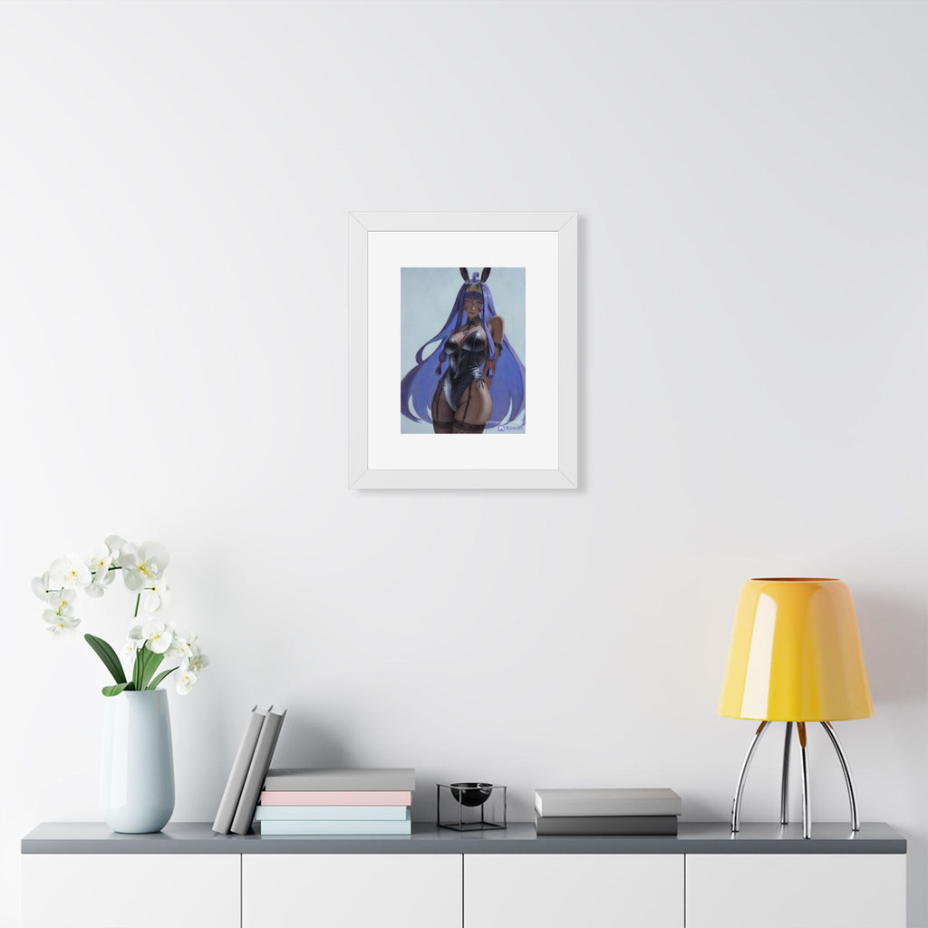 Framed Poster — Purple Bunny Girl Art Print (Vertical)