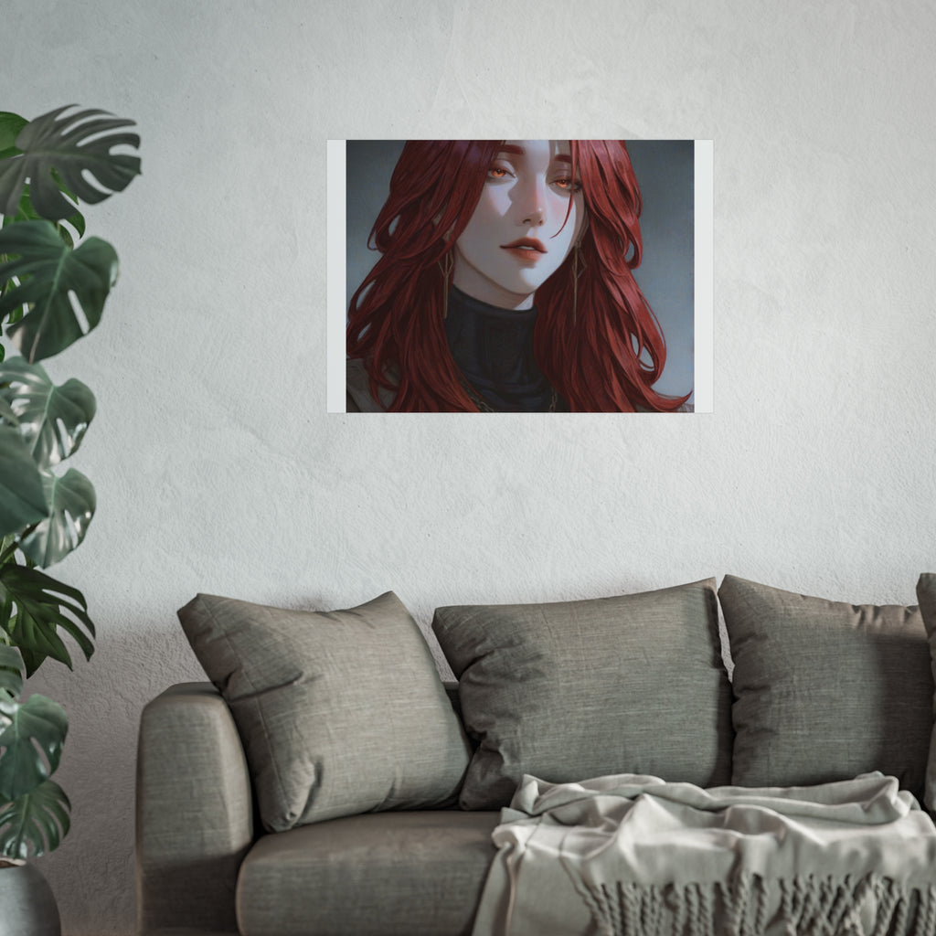 Fine Art Poster — Red-Haired Gothic Portrait, Moody Decorative Wall Art