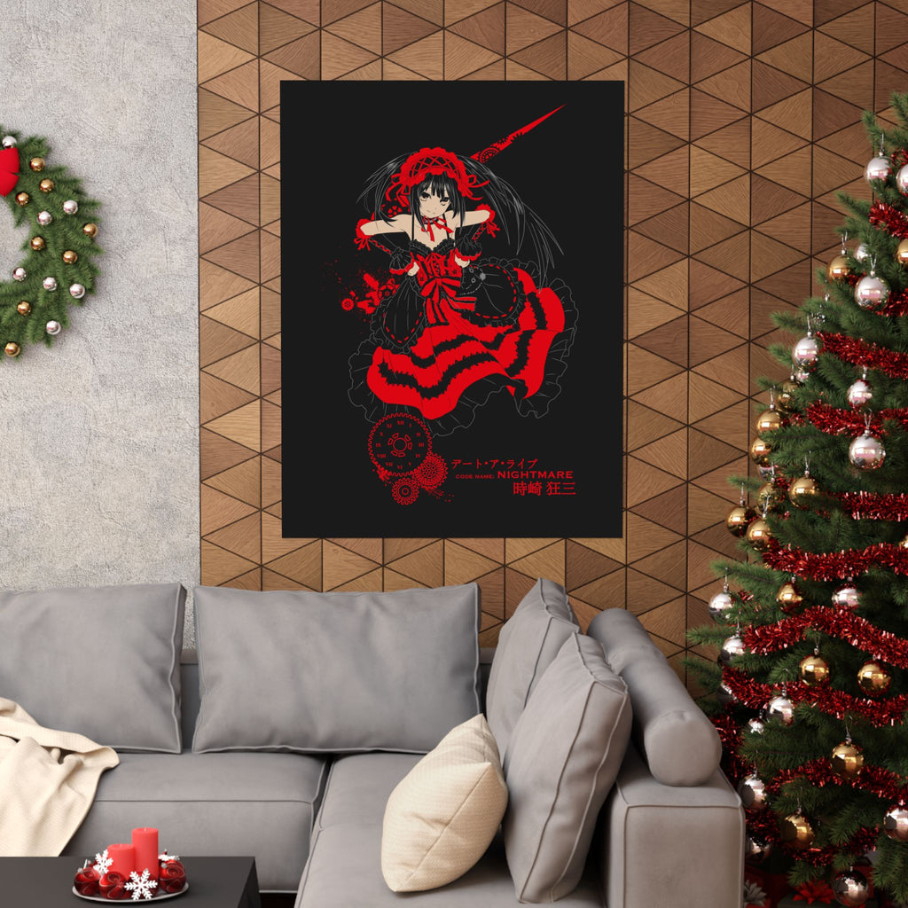 Anime Gothic Poster — Red & Black Kurumi Nightcore Matte Vertical Print