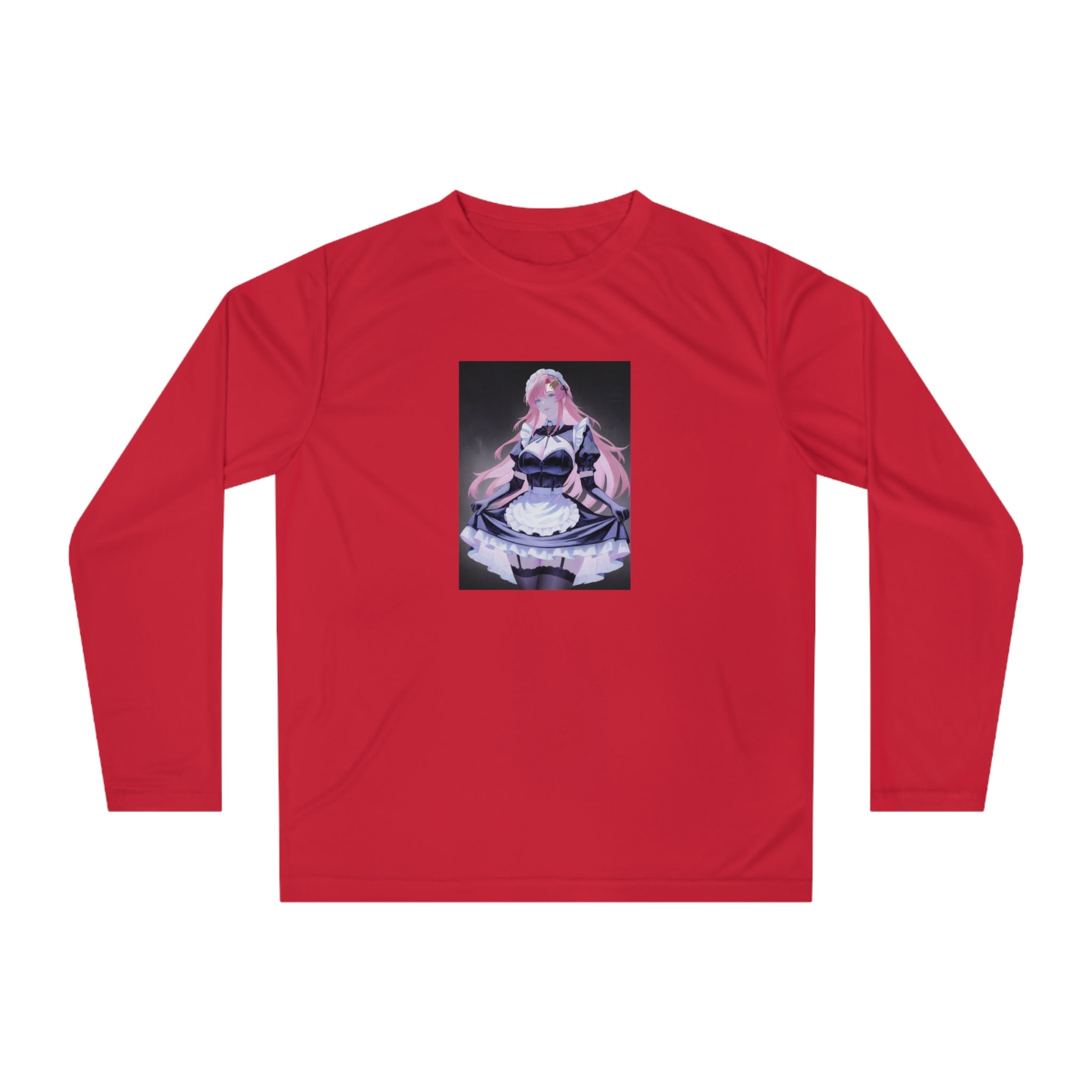 Anime Maid Long Sleeve Shirt – Pink-Haired Fantasy Maid Illustration