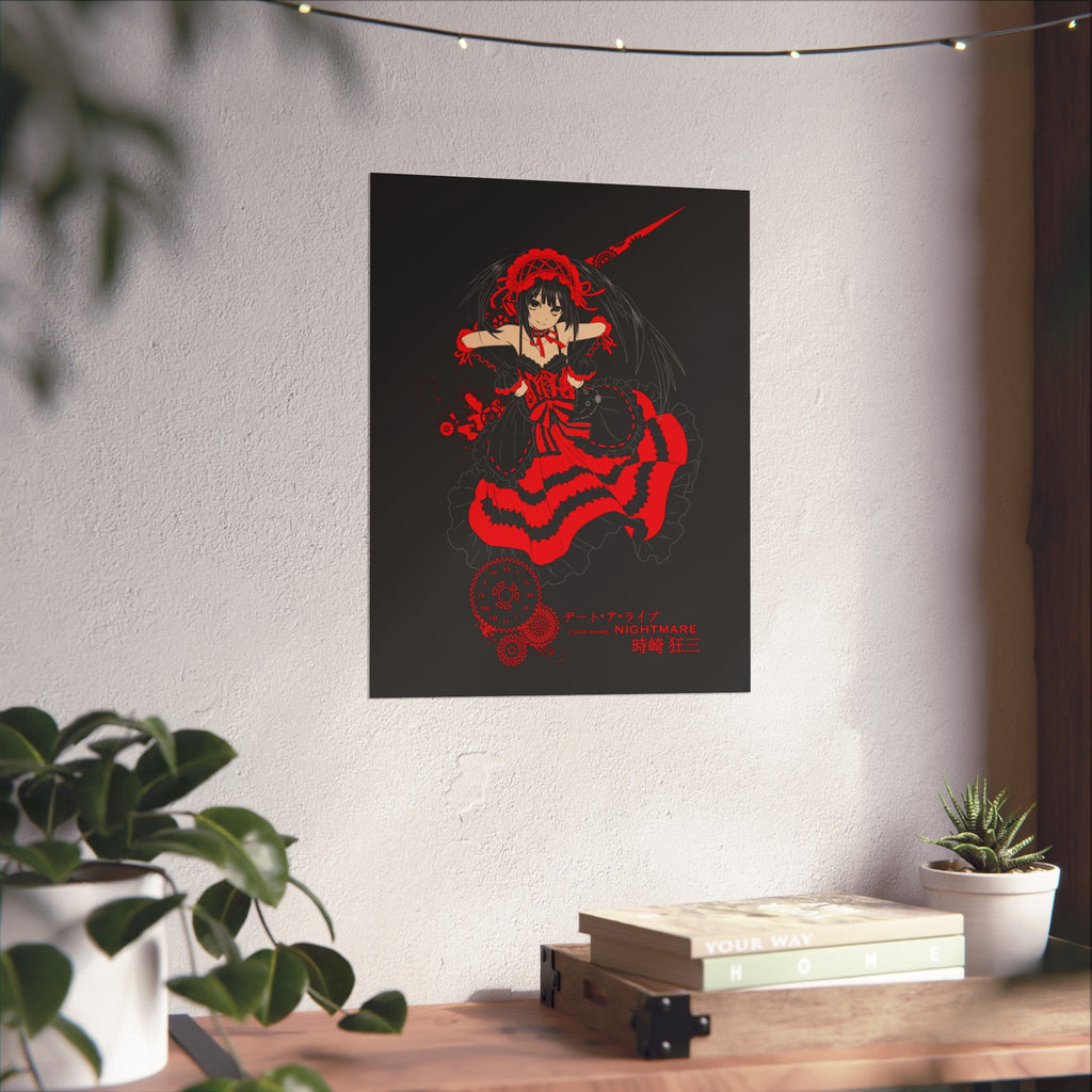 Anime Gothic Poster — Red & Black Kurumi Nightcore Matte Vertical Print