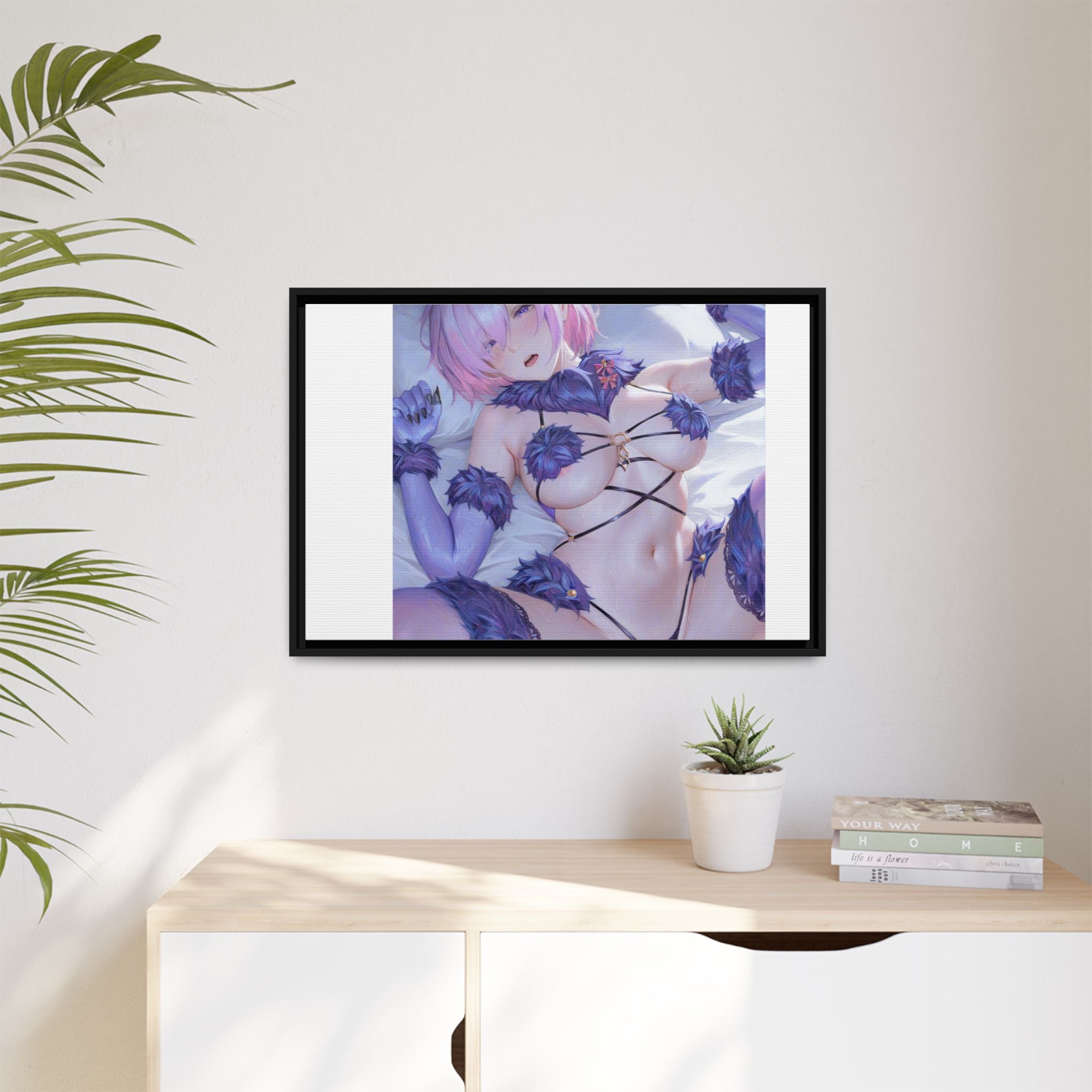 Framed Matte Canvas — Anime Pin-Up Lingerie Art Print