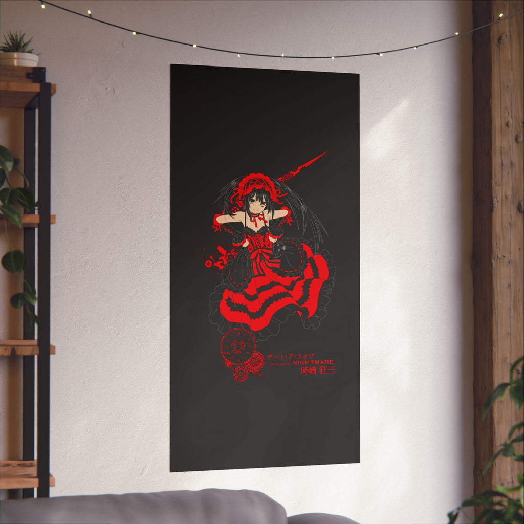 Anime Gothic Poster — Red & Black Kurumi Nightcore Matte Vertical Print