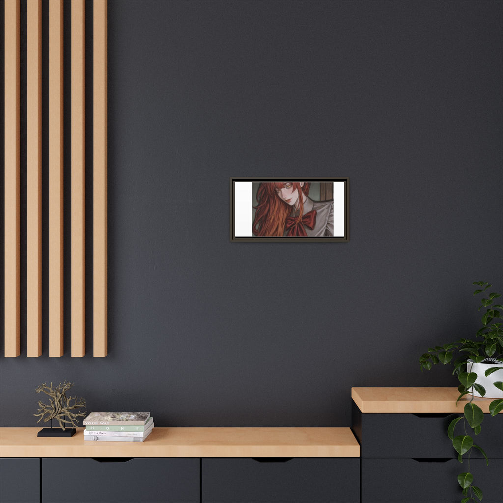 Framed Matte Canvas Print — Moody Red-Headed Anime Girl Art