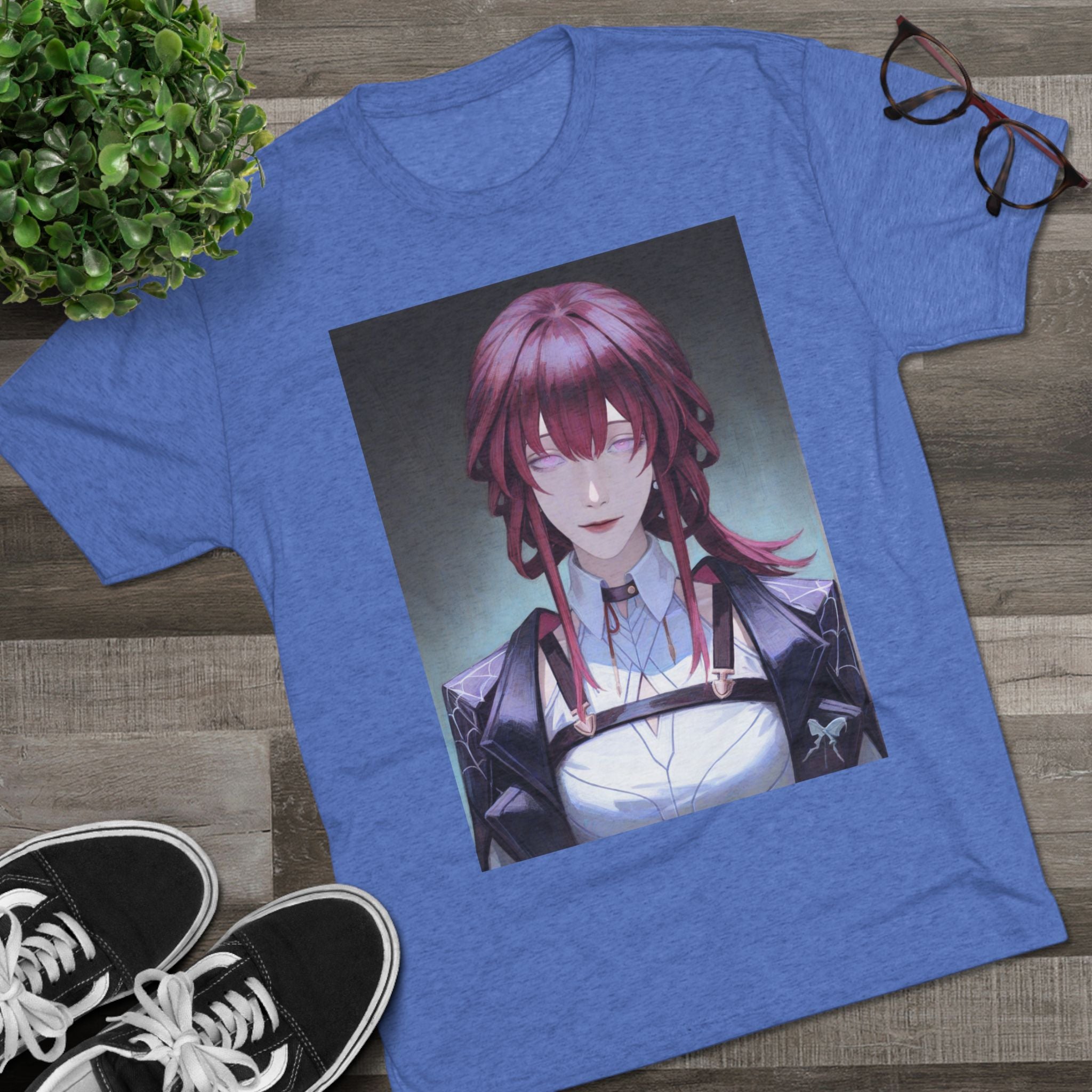 Anime Gothic Maid Portrait Tee — Red-Haired Mystique Crew Shirt