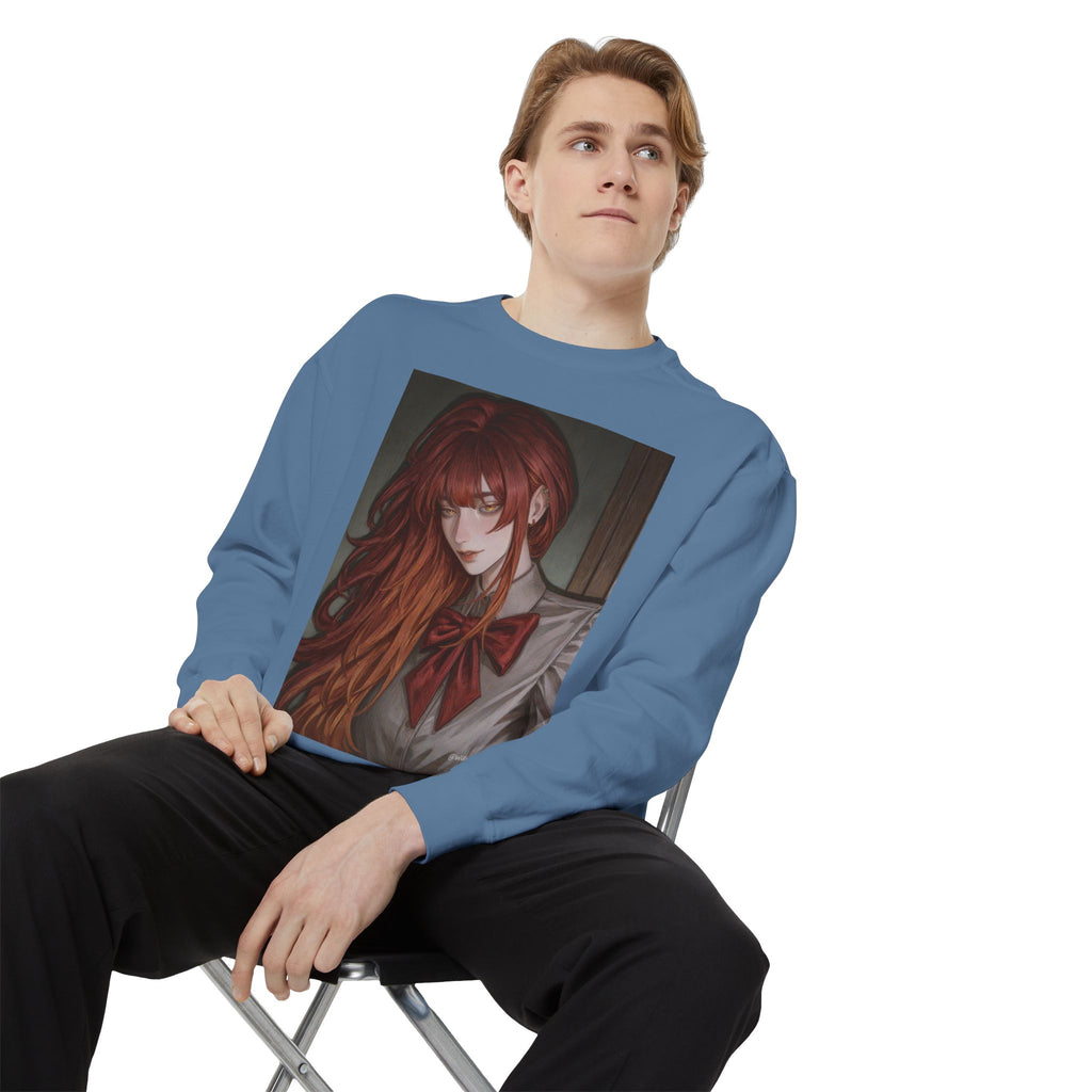 Anime Red-Headed Girl Sweatshirt — Gothic Schoolgirl Art Pullover