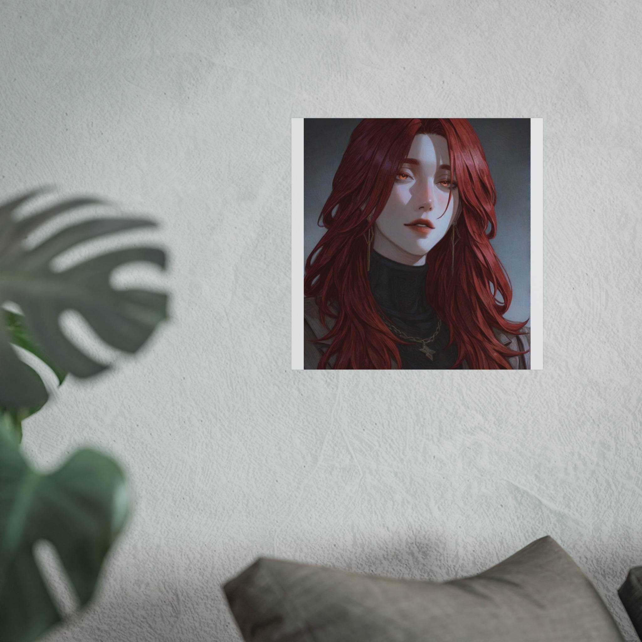 Fine Art Poster — Red-Haired Gothic Portrait, Moody Decorative Wall Art
