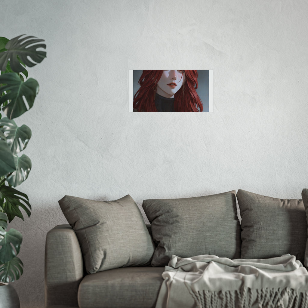 Fine Art Poster — Red-Haired Gothic Portrait, Moody Decorative Wall Art