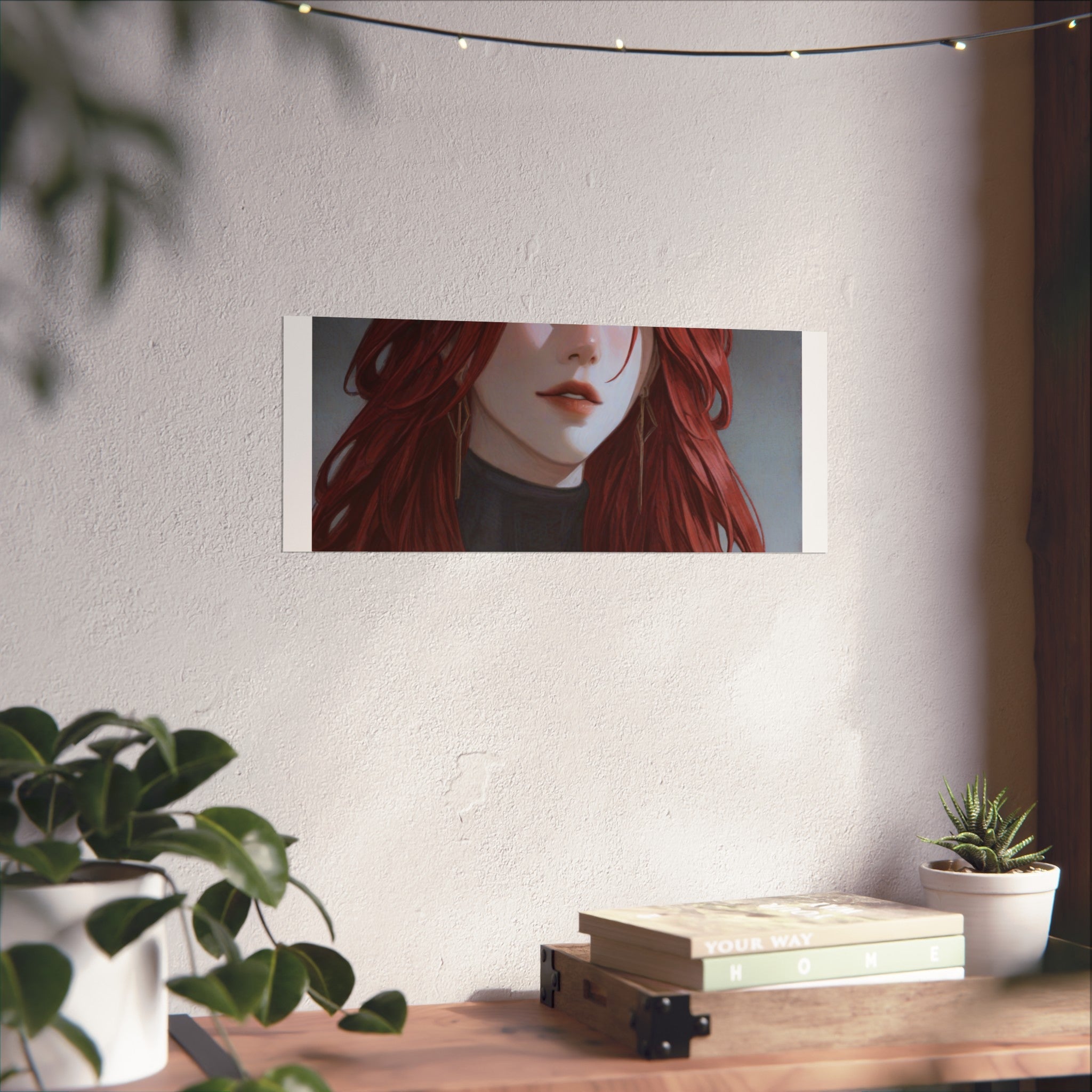 Fine Art Poster — Red-Haired Gothic Portrait, Moody Decorative Wall Art