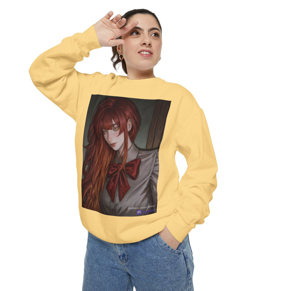 Anime Red-Headed Girl Sweatshirt — Gothic Schoolgirl Art Pullover